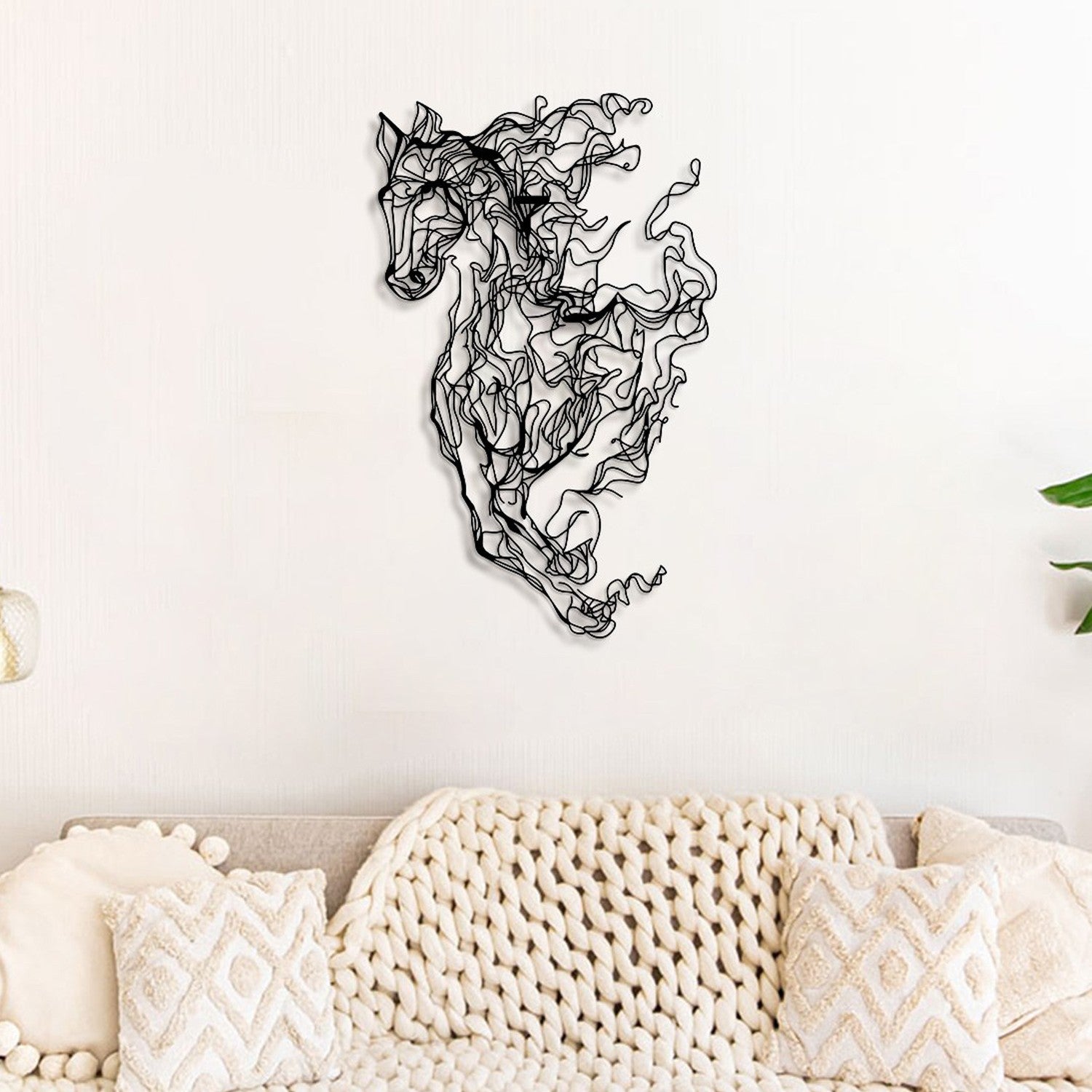 Metalna zidna dekoracija, Metal Horse Line Art - APT724 | AG-vitahome.hr