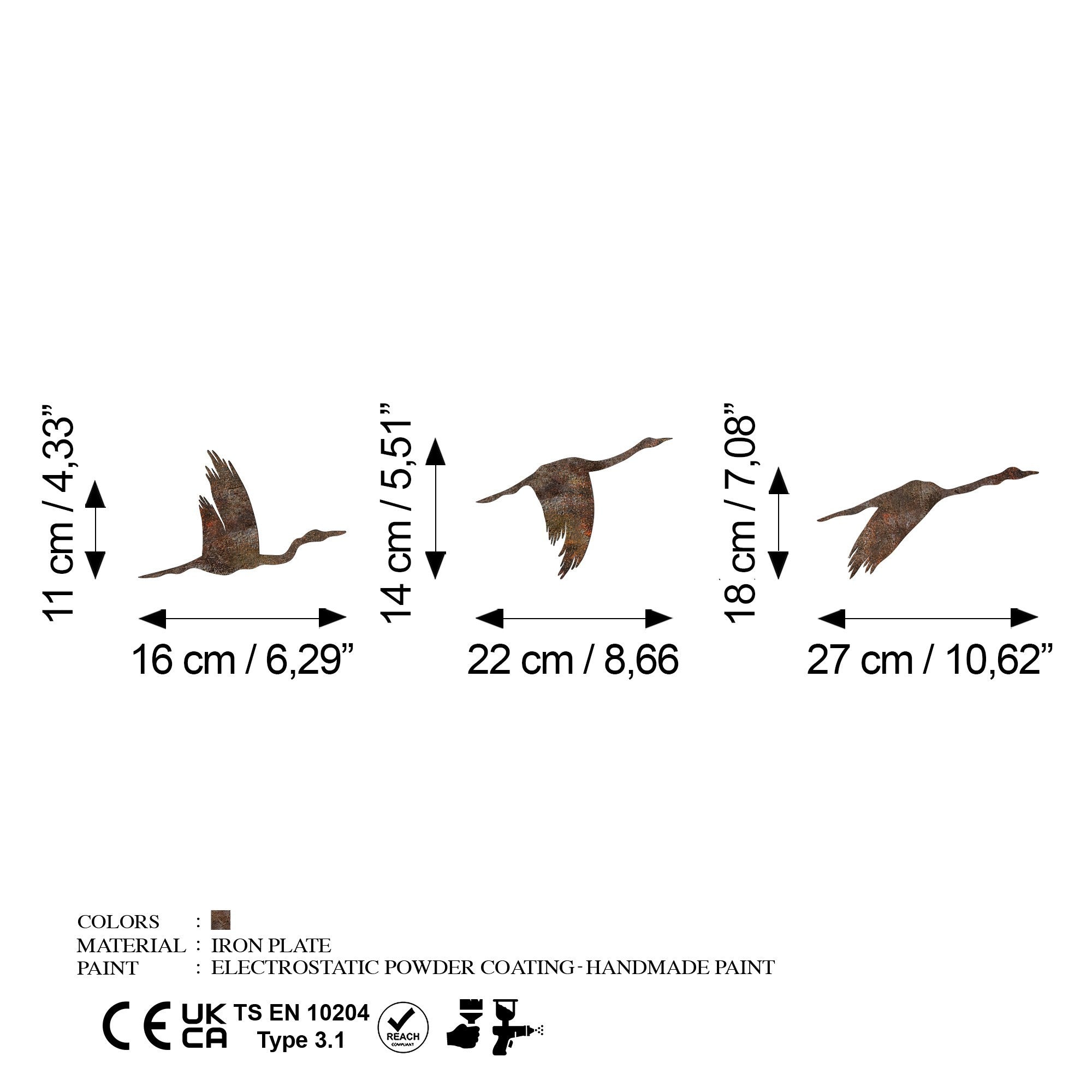 Metalna zidna dekoracija, Rusty Birds 1 | AG-vitahome.hr