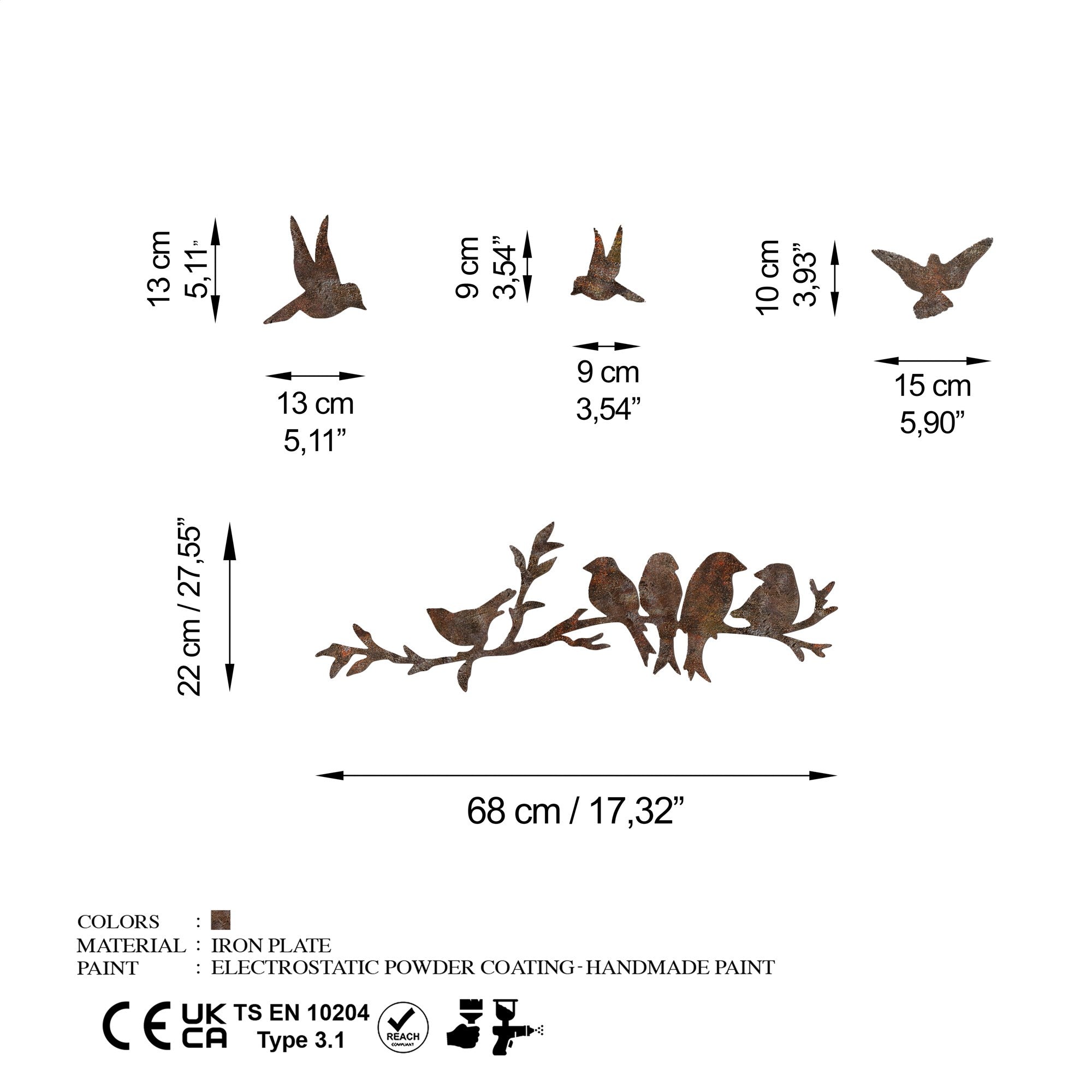 Metalna zidna dekoracija, Rusty Birds 2 | AG-vitahome.hr