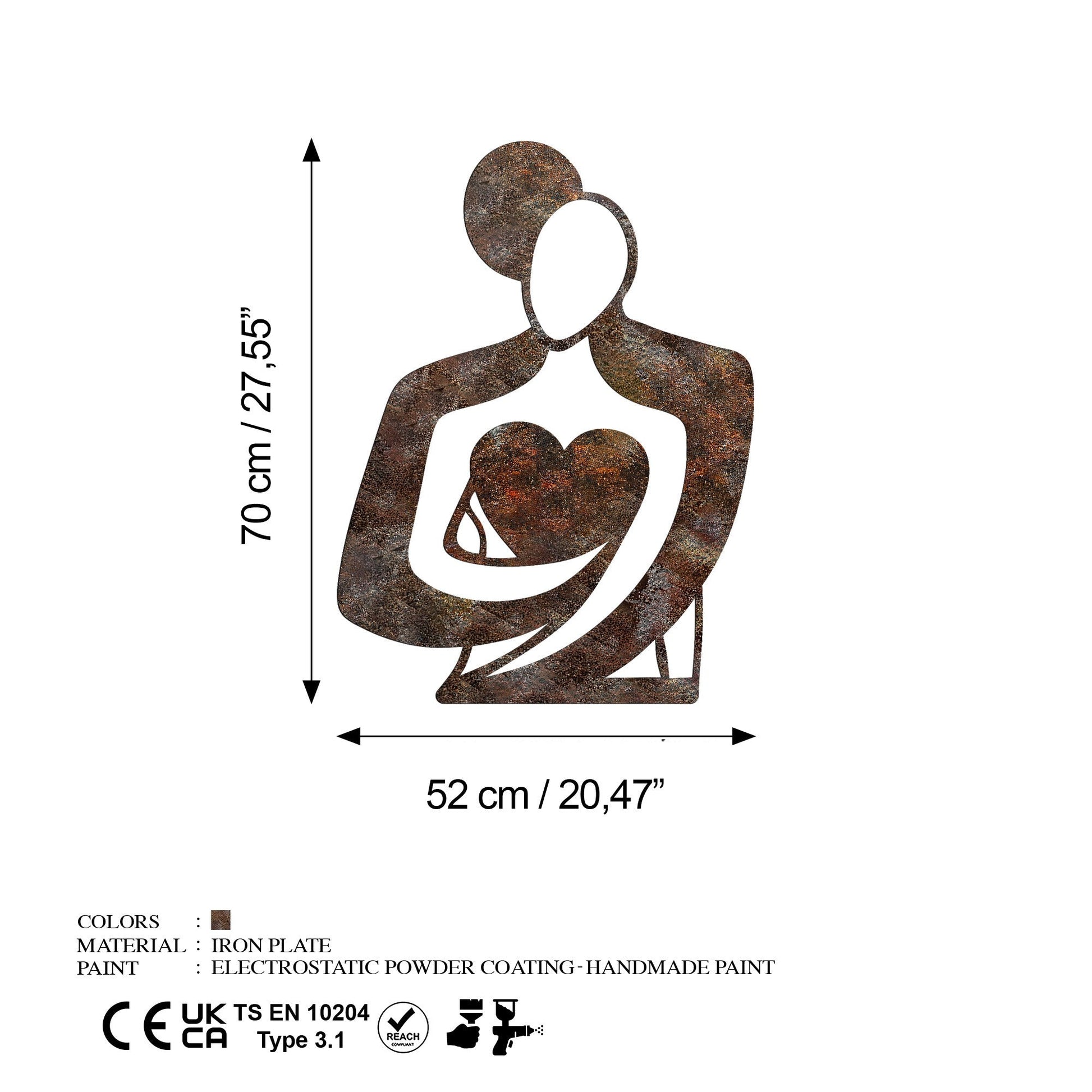 Metalna zidna dekoracija, Rusty Hug | AG-vitahome.hr