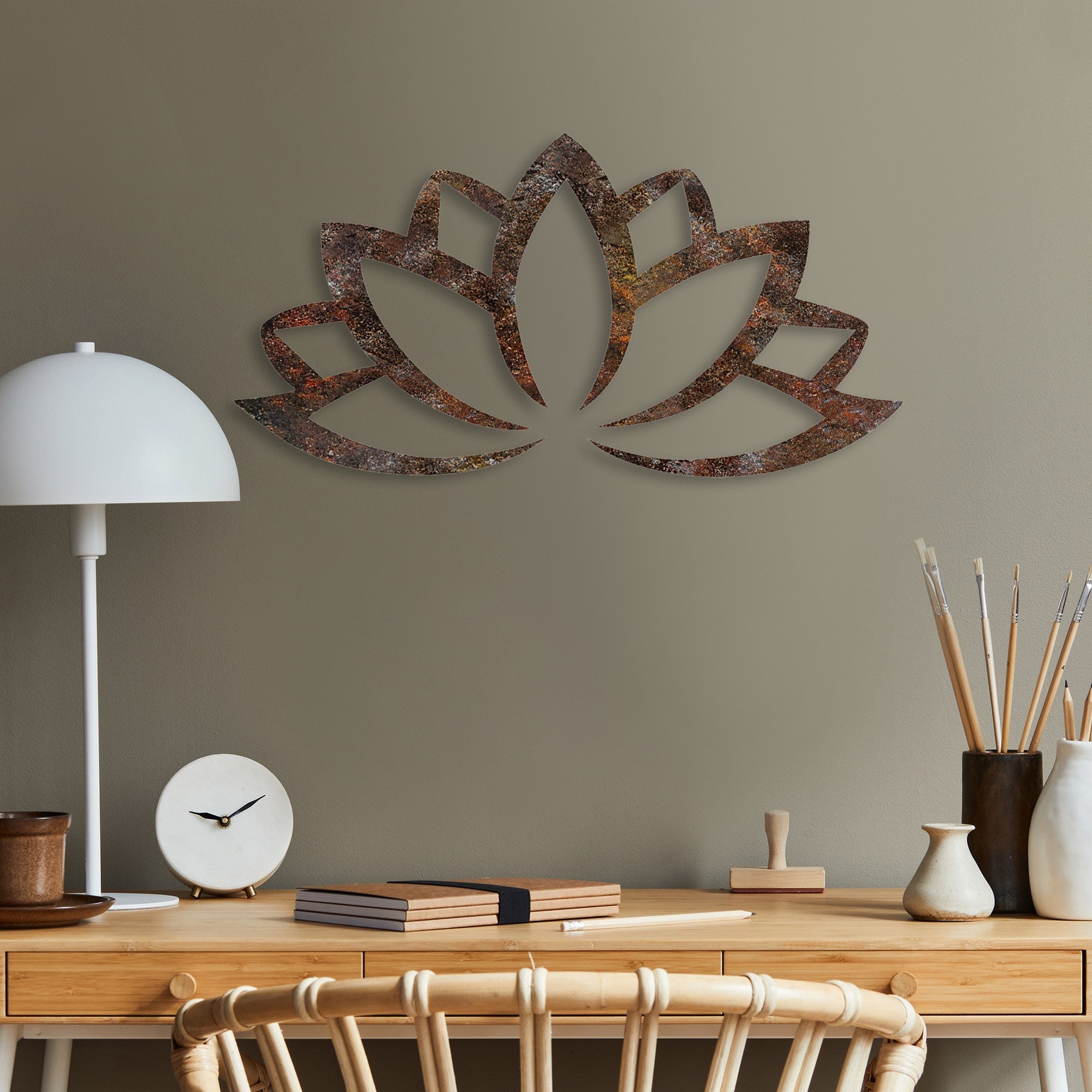Metalna zidna dekoracija, Rusty Lotus | AG-vitahome.hr