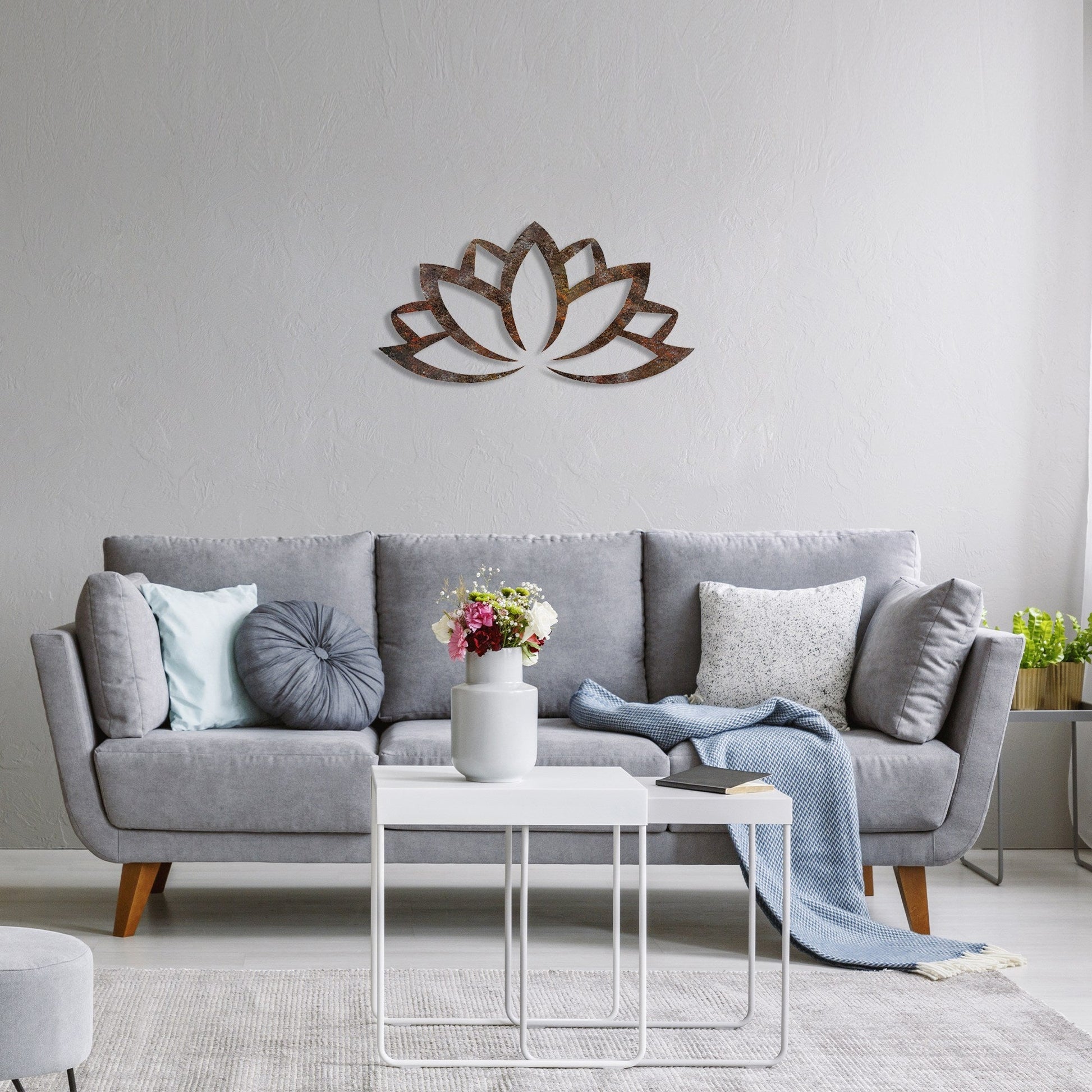 Metalna zidna dekoracija, Rusty Lotus | AG-vitahome.hr