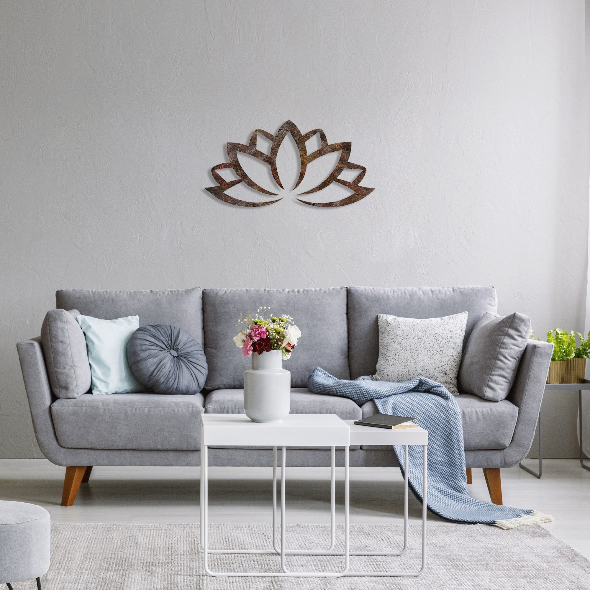 Metalna zidna dekoracija, Rusty Lotus | AG-vitahome.hr