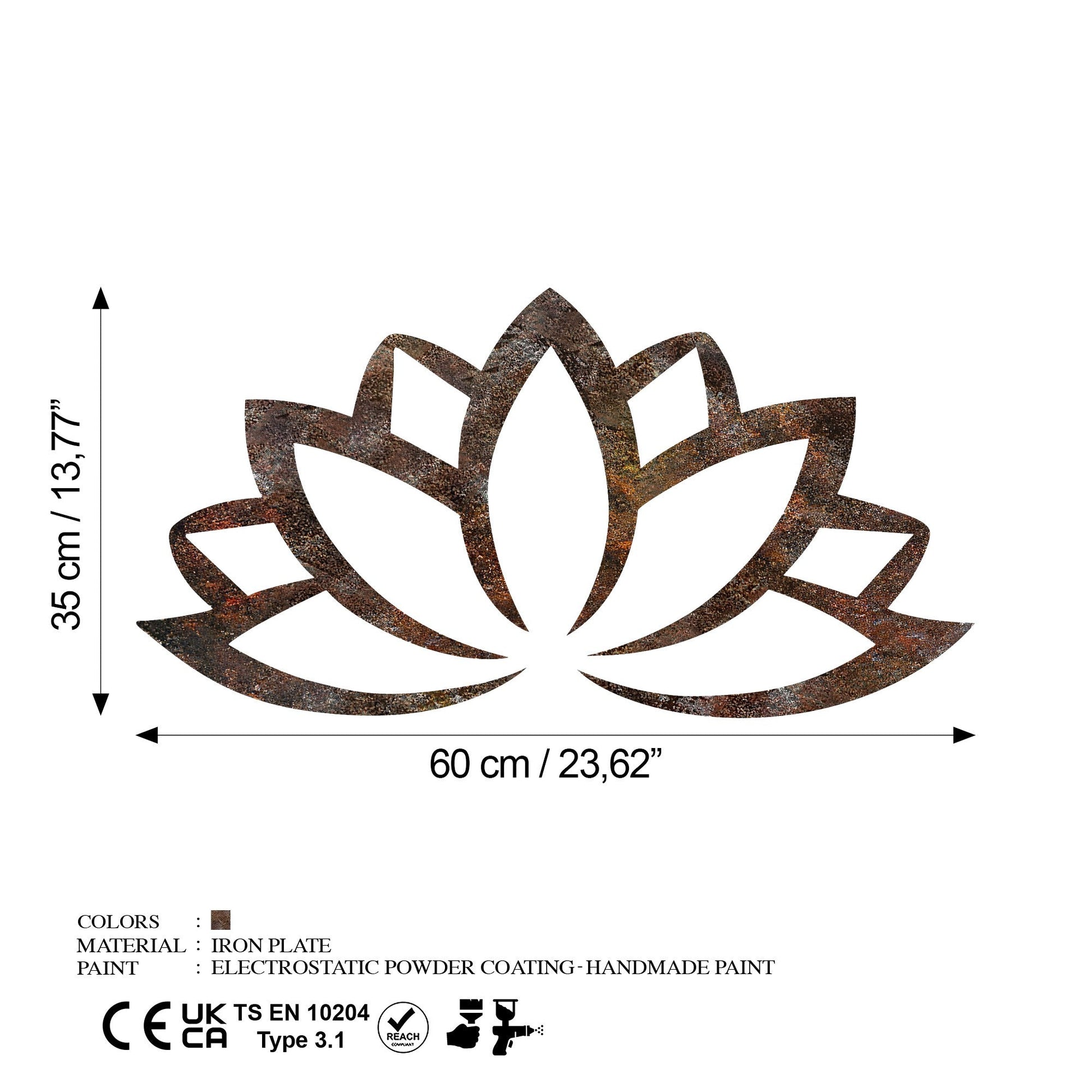 Metalna zidna dekoracija, Rusty Lotus | AG-vitahome.hr