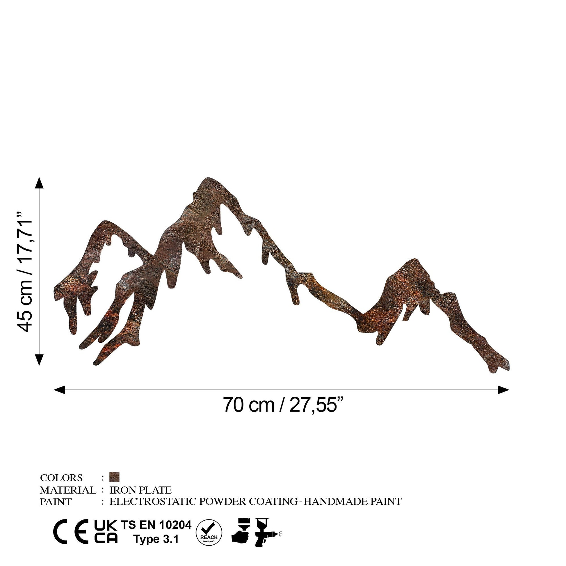 Metalna zidna dekoracija, Rusty Mountain | AG-vitahome.hr