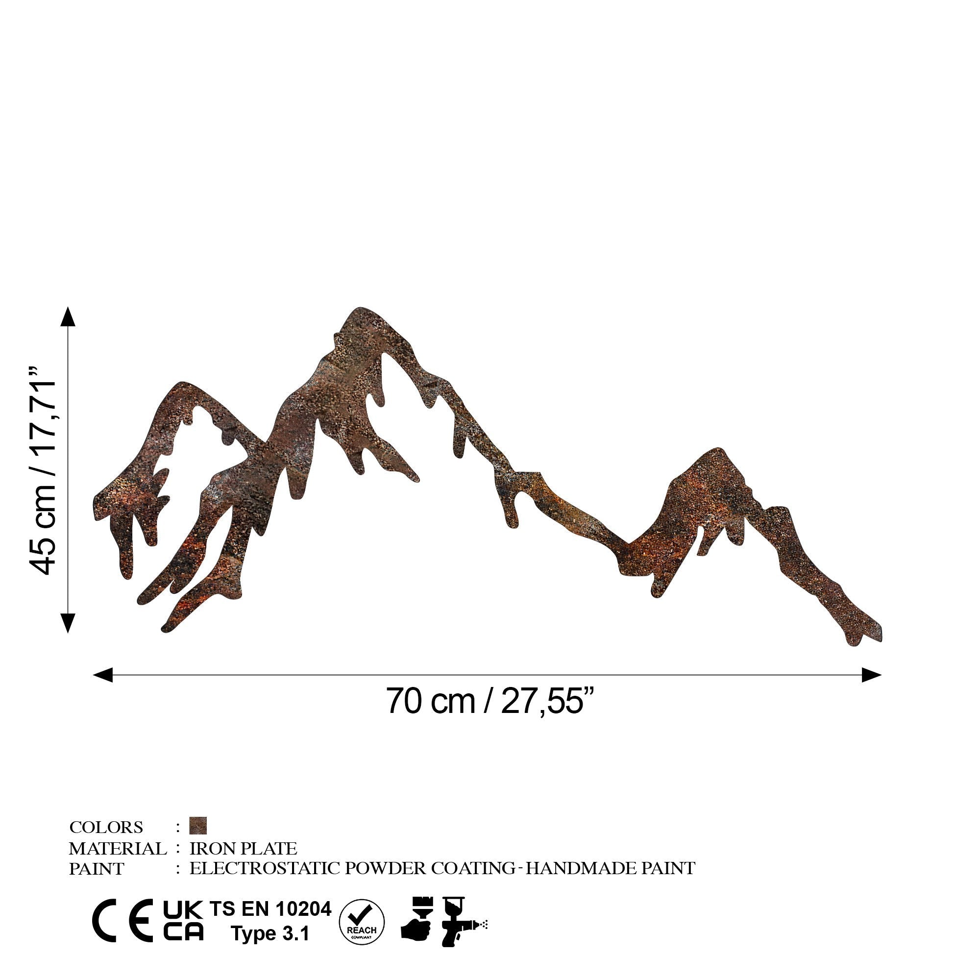 Metalna zidna dekoracija, Rusty Mountain | AG-vitahome.hr