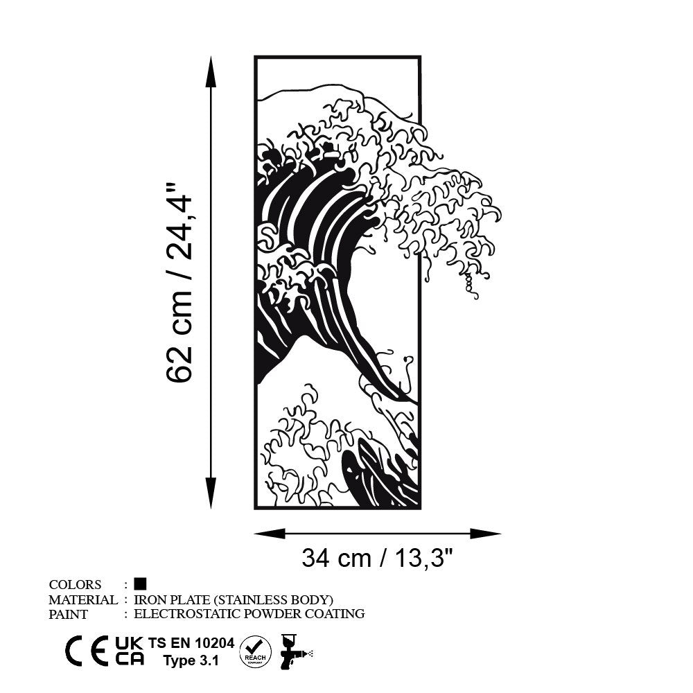 Metalna zidna dekoracija, Waves 3 | AG-vitahome.hr