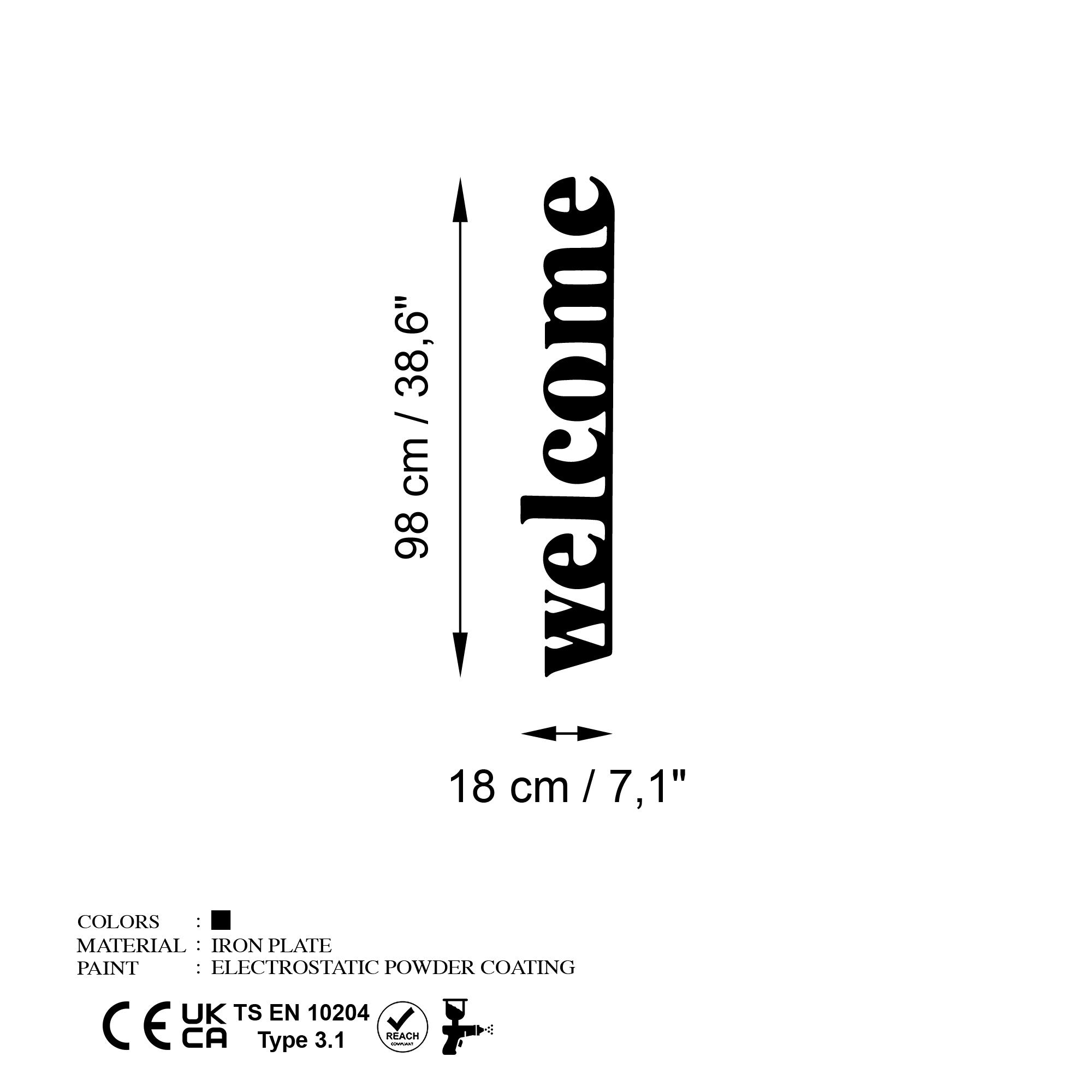 Metalna zidna dekoracija, Welcome-5 | AG-vitahome.hr
