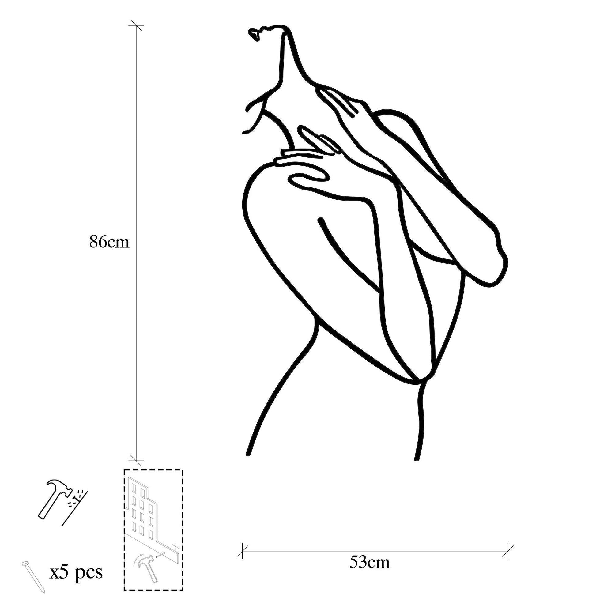 Metalna zidna dekoracija, Woman Lines | AG-vitahome.hr