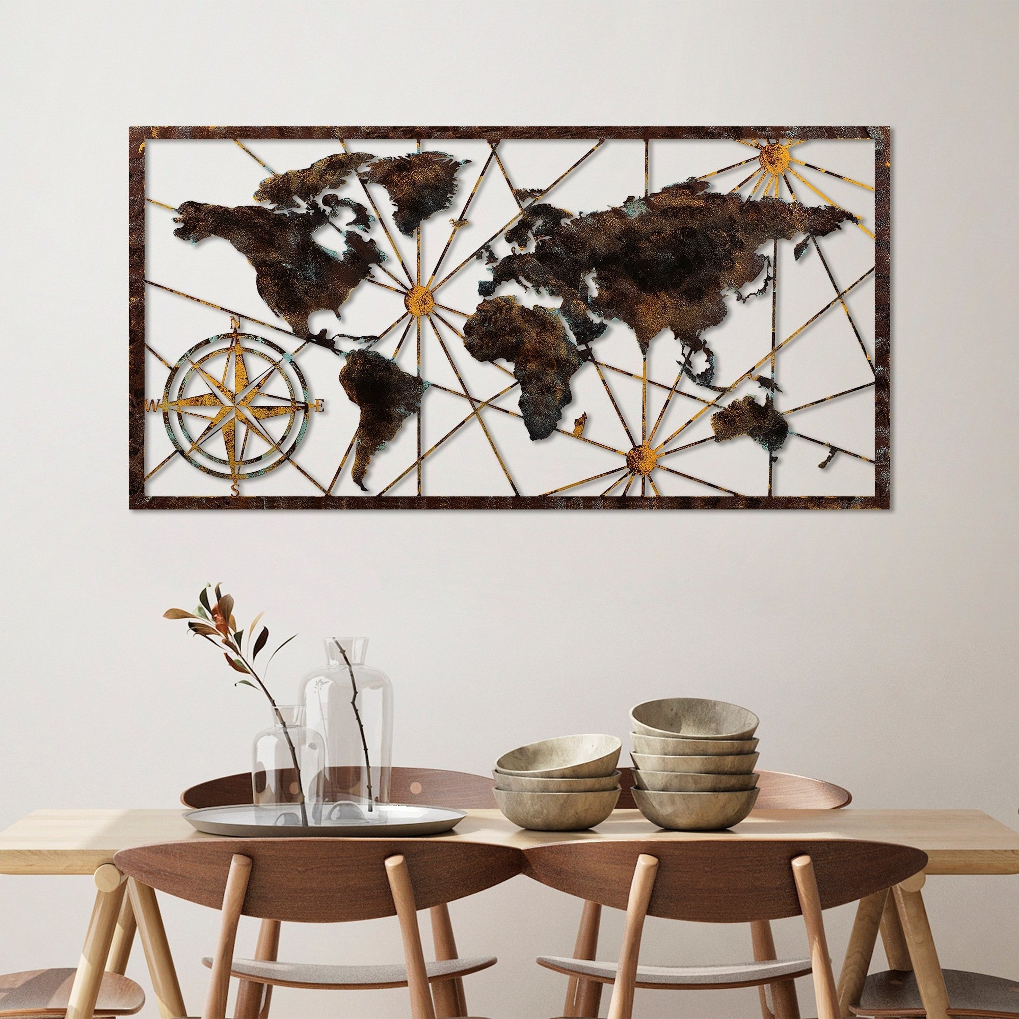 Metalna zidna dekoracija, World Map Large - 1 | AG-vitahome.hr