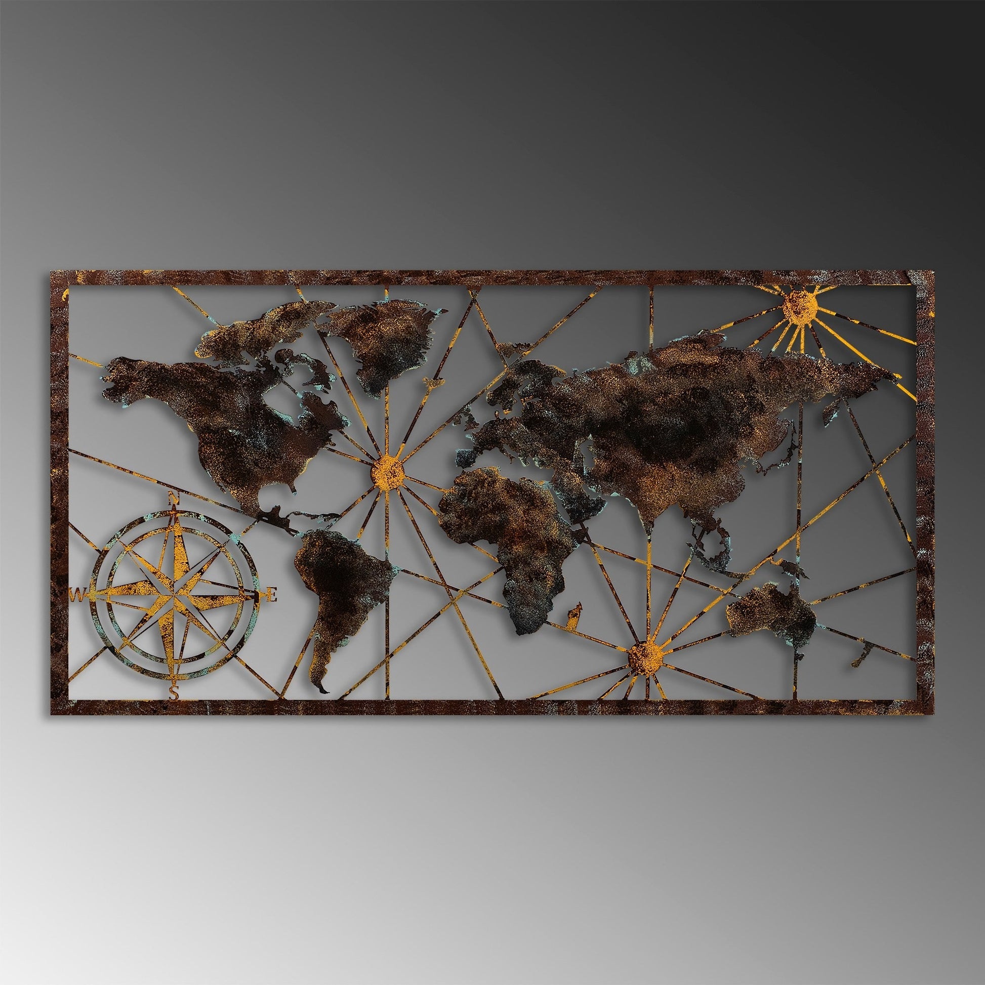 Metalna zidna dekoracija, World Map Large - 1 | AG-vitahome.hr