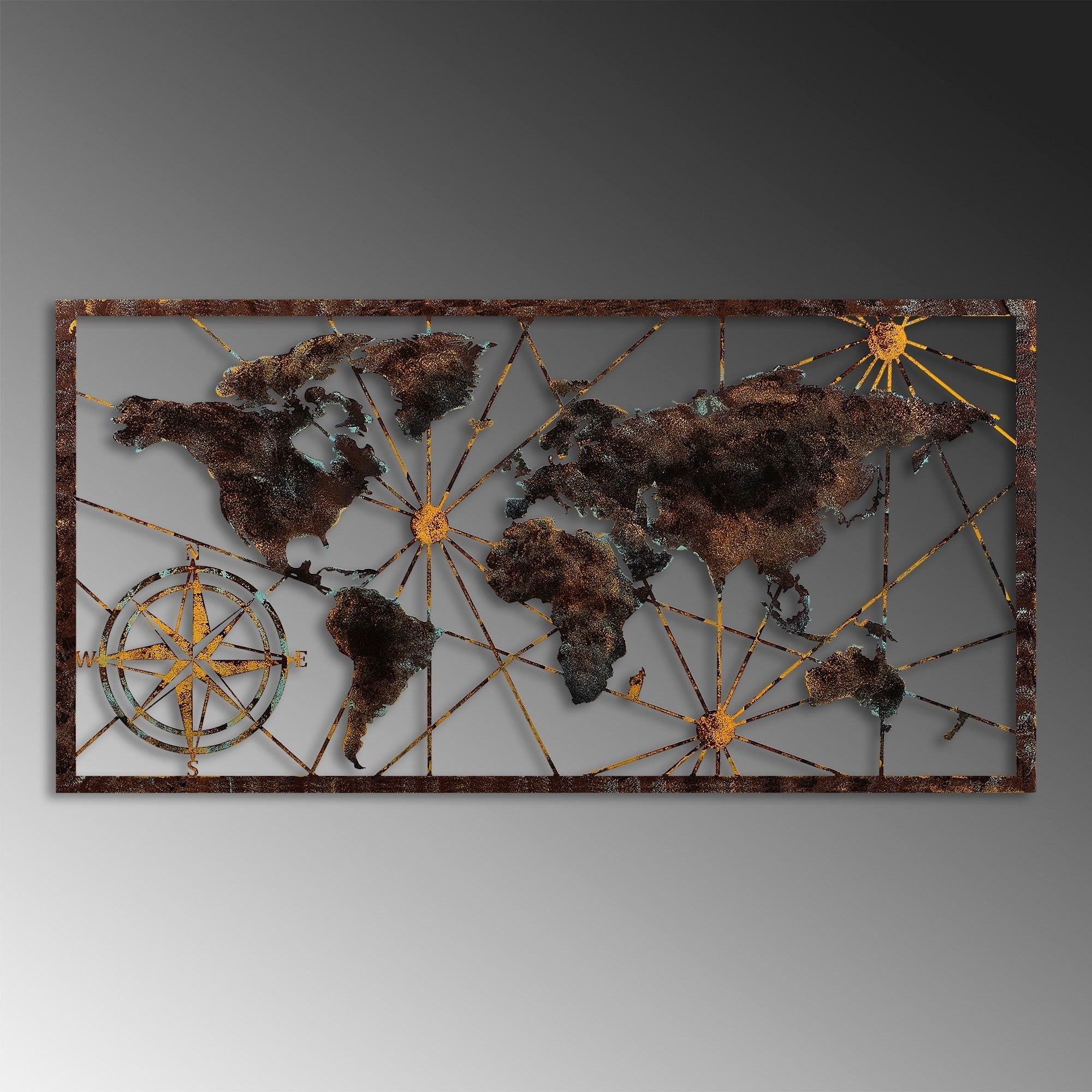 Metalna zidna dekoracija, World Map Large - 1 | AG-vitahome.hr