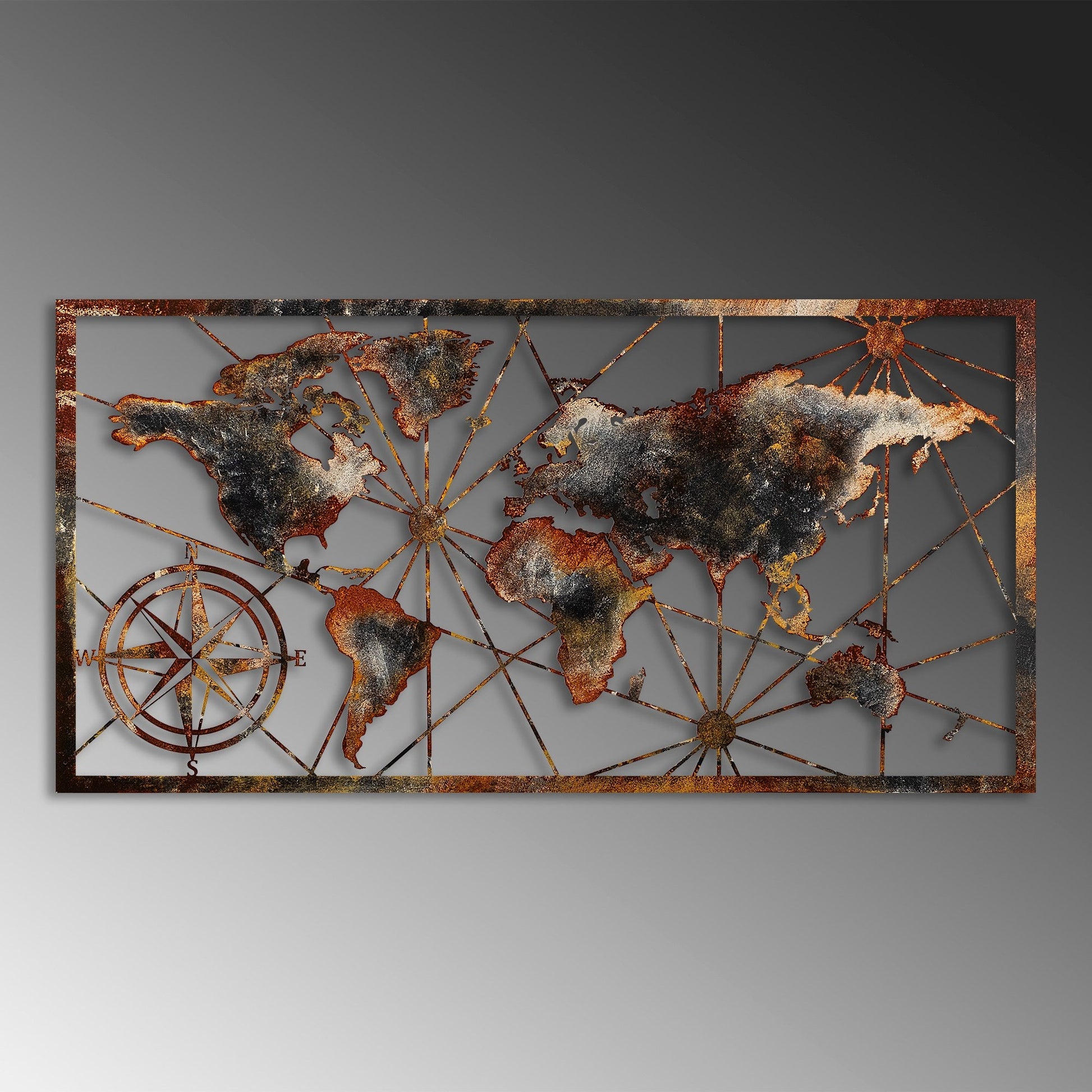 Metalna zidna dekoracija, World Map Large - 3 | AG-vitahome.hr