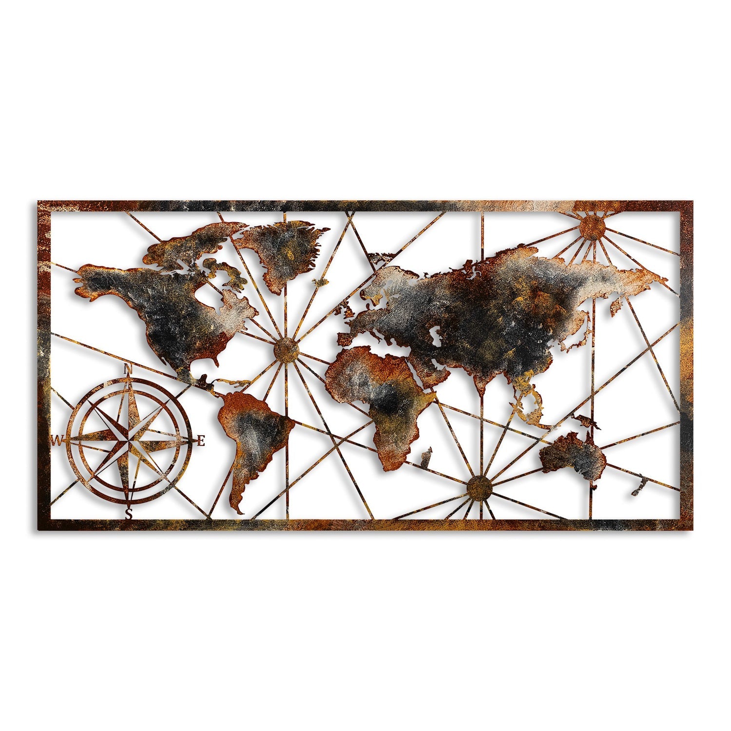 Metalna zidna dekoracija, World Map Large - 3 | AG-vitahome.hr