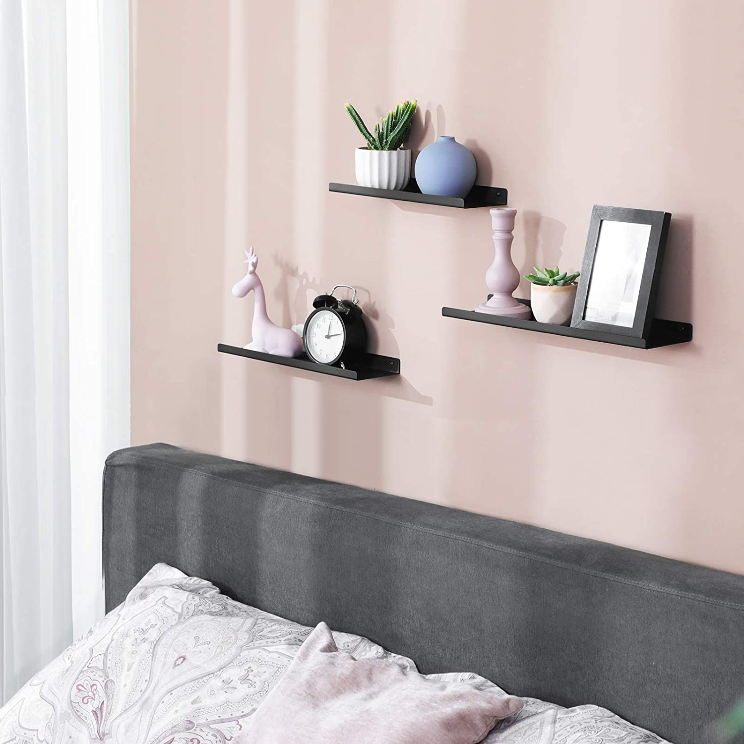 Metalne zidne police, set od 3 komada, crne | SONGMICS-vitahome.hr