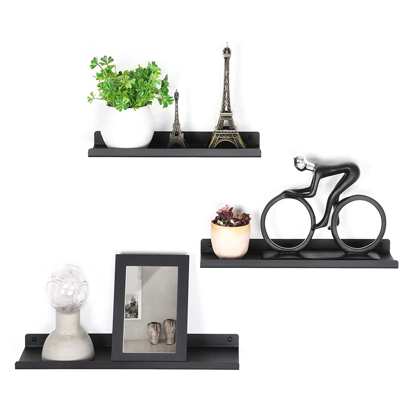 Metalne zidne police, set od 3 komada, crne | SONGMICS-vitahome.hr
