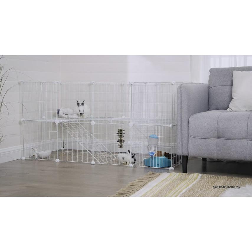 Metalni kavez za kućne ljubimce na 2 kata, 36 rešetkastih ploča, bijele boje | SONGMICS-vitahome.hr