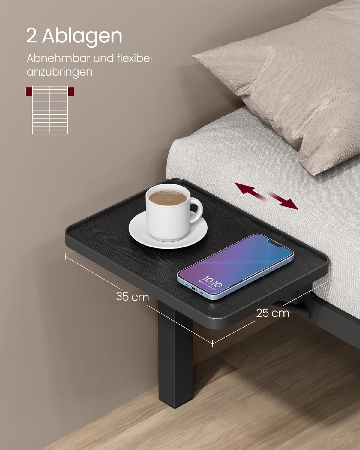 Metalni okvir za krevet dimenzija 160 × 200 cm, s policama za pohranu, crni
