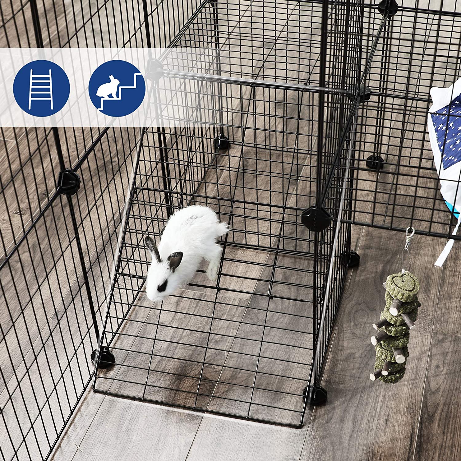 Metalni mrežasti kavez za kućne ljubimce, prilagodljivo igralište, crni | SONGMICS-vitahome.hr