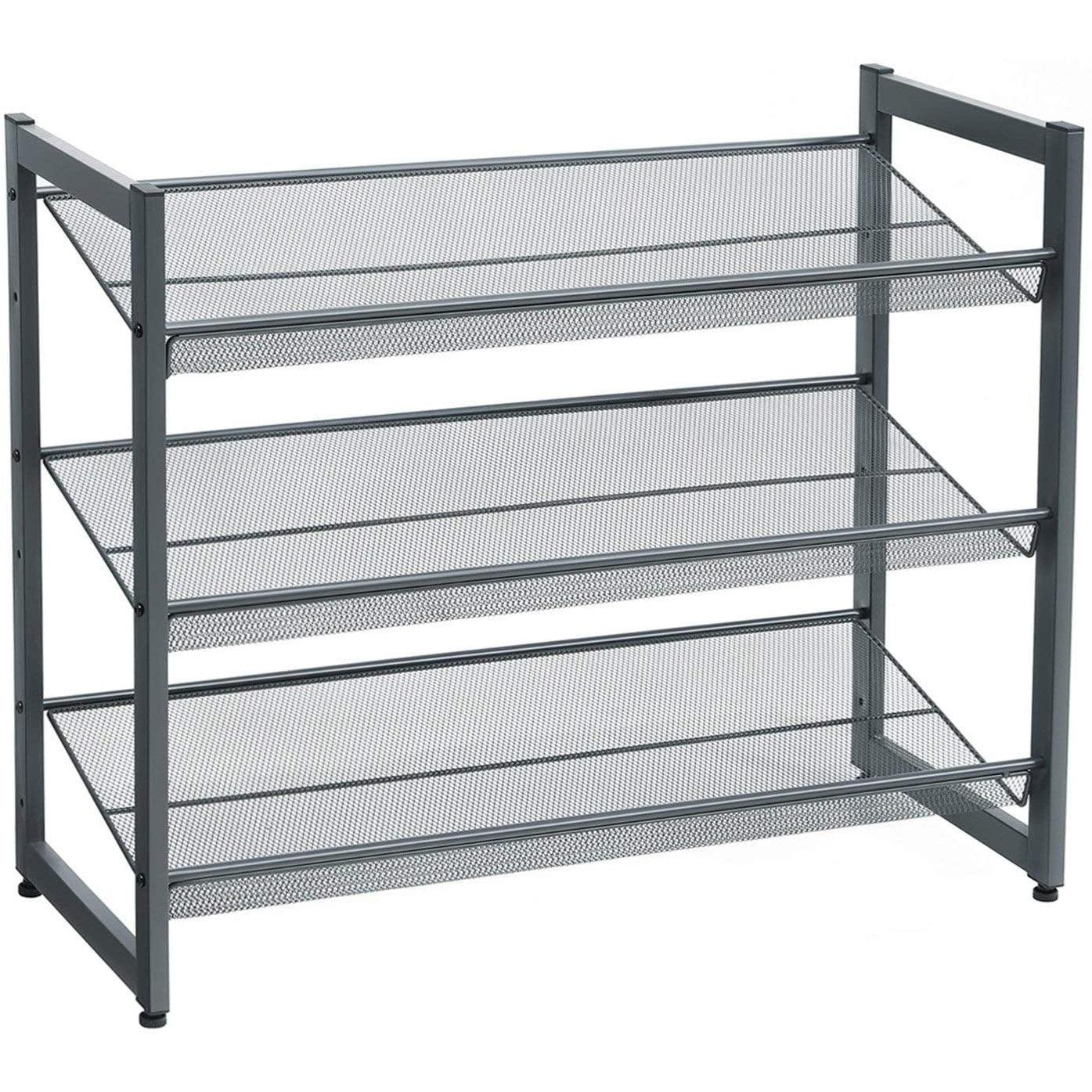 Metalni mrežasti stalak za cipele na 3 razine 74 x 30,7 x 62,8 cm, sivi | SONGMICS-vitahome.hr