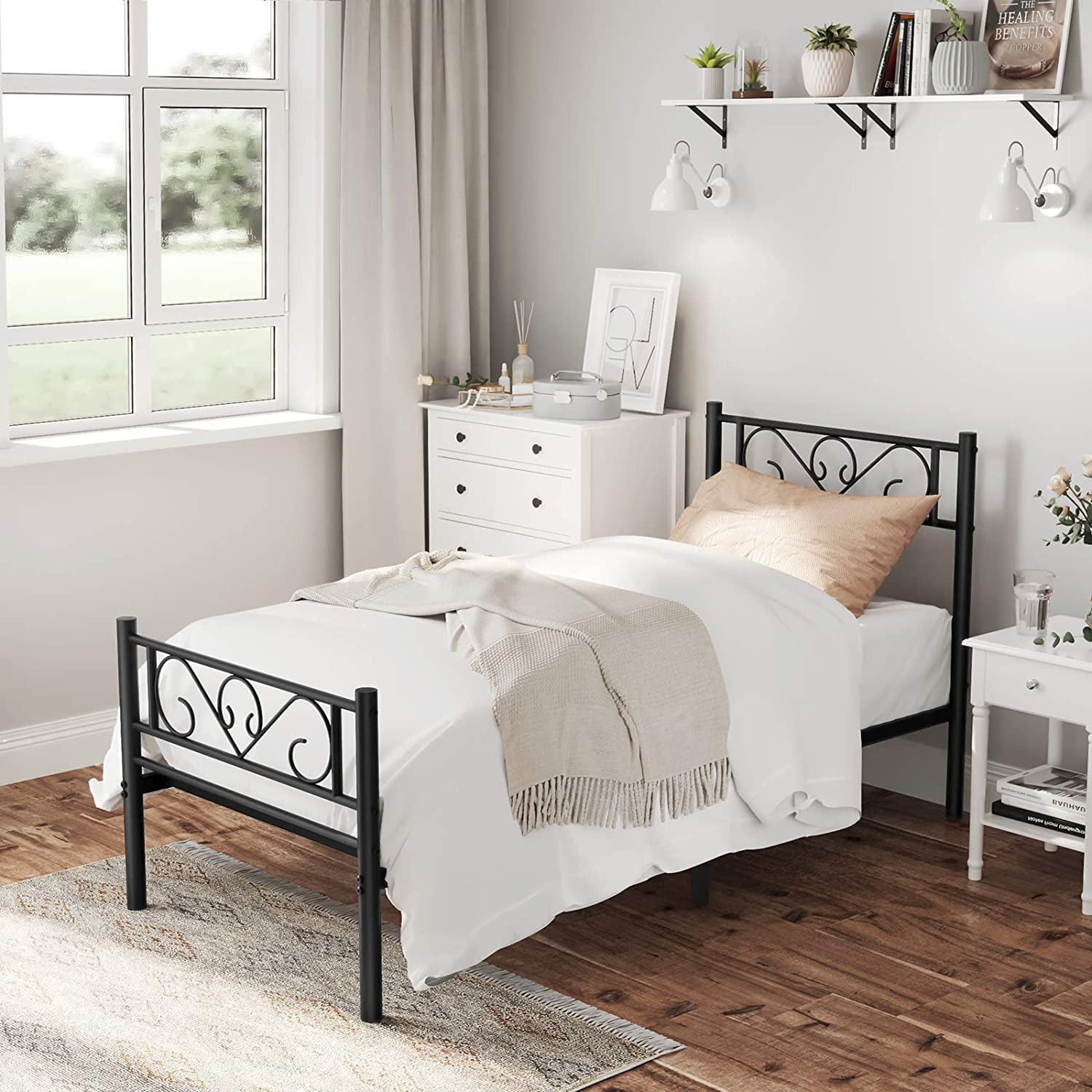 Metalni okvir kreveta za jednu osobu, 190 x 90, crni | Vasagle-vitahome.hr