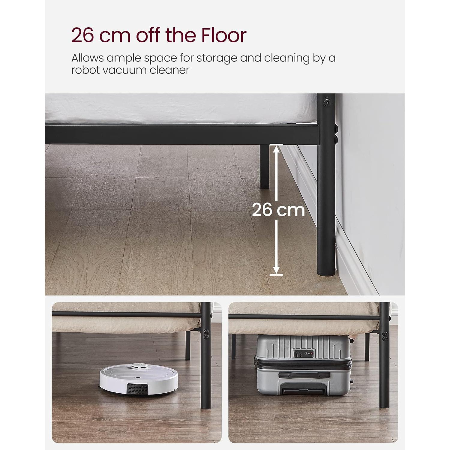Metalni okvir za bračni krevet dimenzija 198 x 86,4 x 141,8 cm, crni | VASAGLE-vitahome.hr