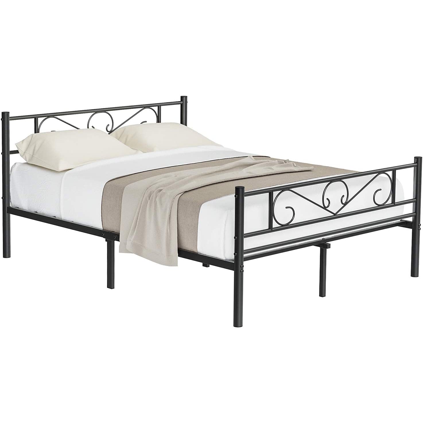 Metalni okvir za bračni krevet dimenzija 198 x 86,4 x 141,8 cm, crni | VASAGLE-vitahome.hr