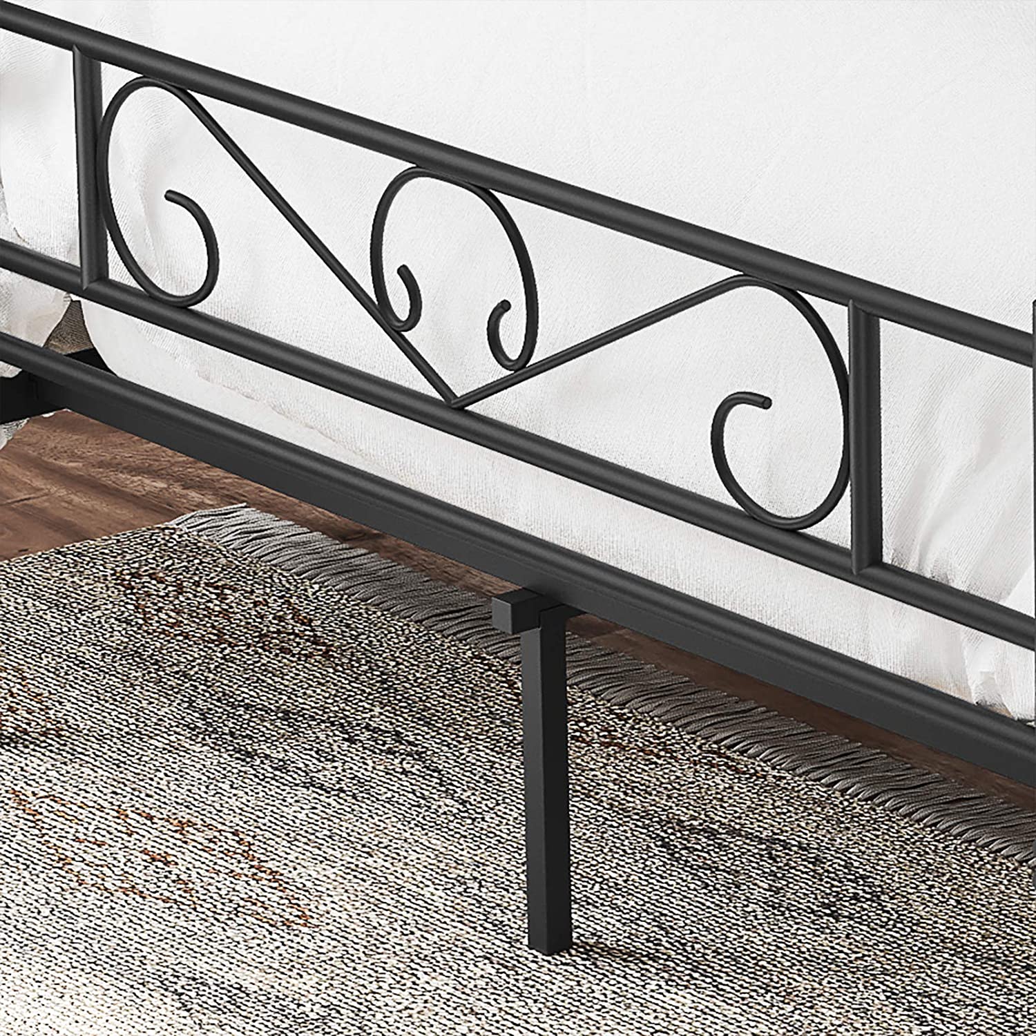 Metalni okvir za bračni krevet dimenzija 198 x 86,4 x 141,8 cm, crni | VASAGLE-vitahome.hr