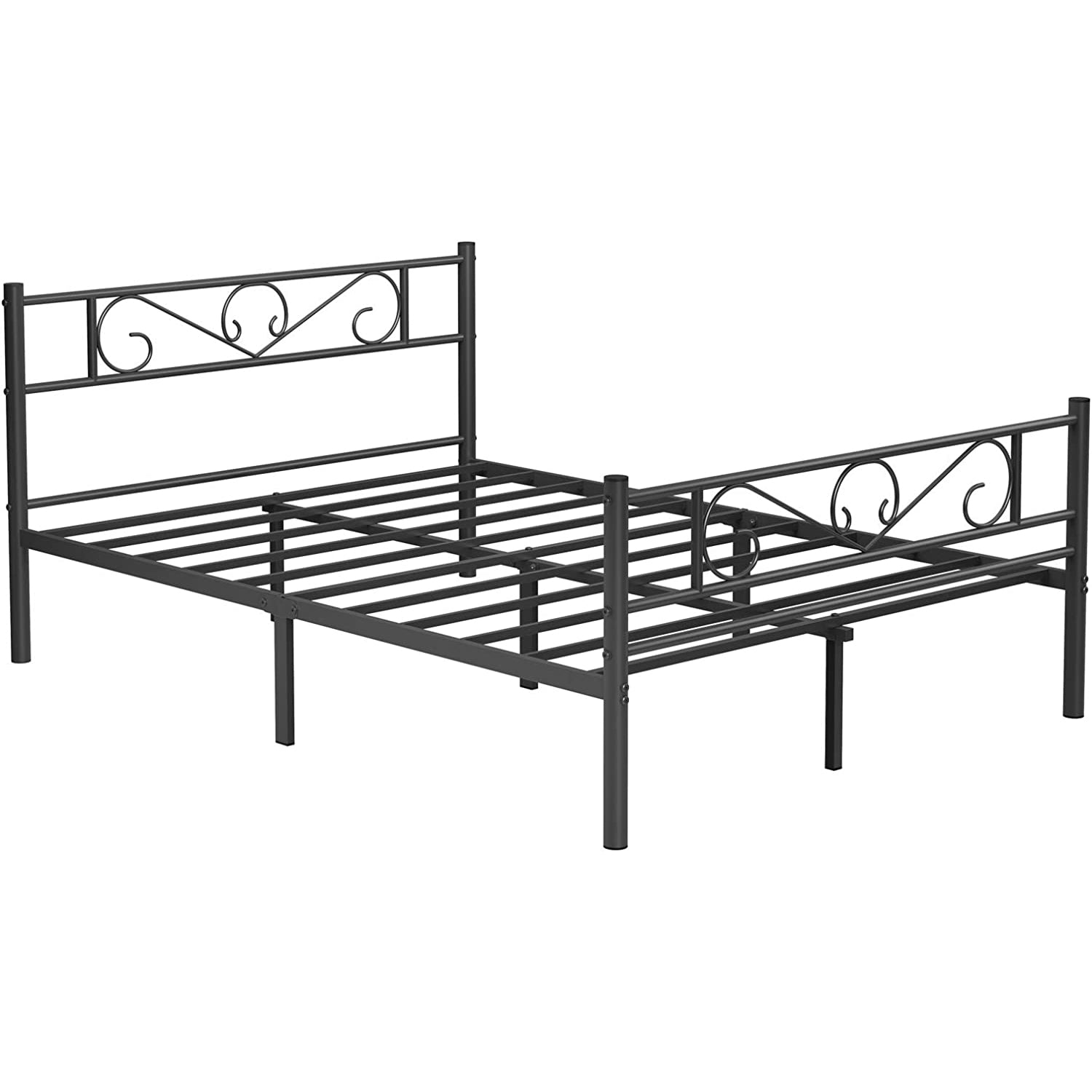 Metalni okvir za bračni krevet dimenzija 198 x 86,4 x 141,8 cm, crni | VASAGLE-vitahome.hr