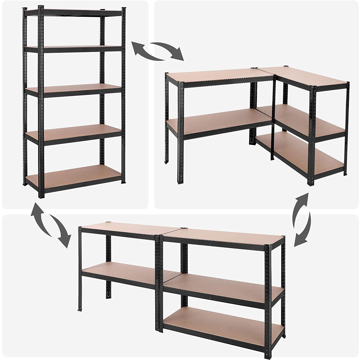 Metalni regal za odlaganje na 5 razina, 90 x 180 x 40 cm, crni | SONGMICS-vitahome.hr