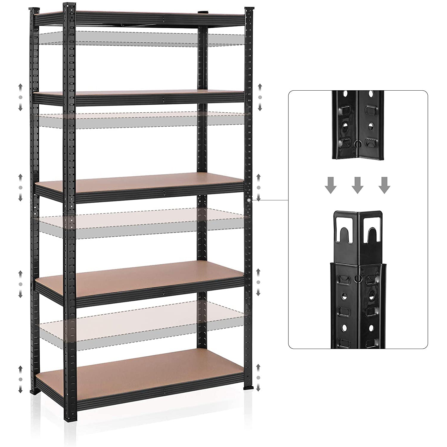 Metalni regal za odlaganje na 5 razina, 90 x 180 x 40 cm, crni | SONGMICS-vitahome.hr