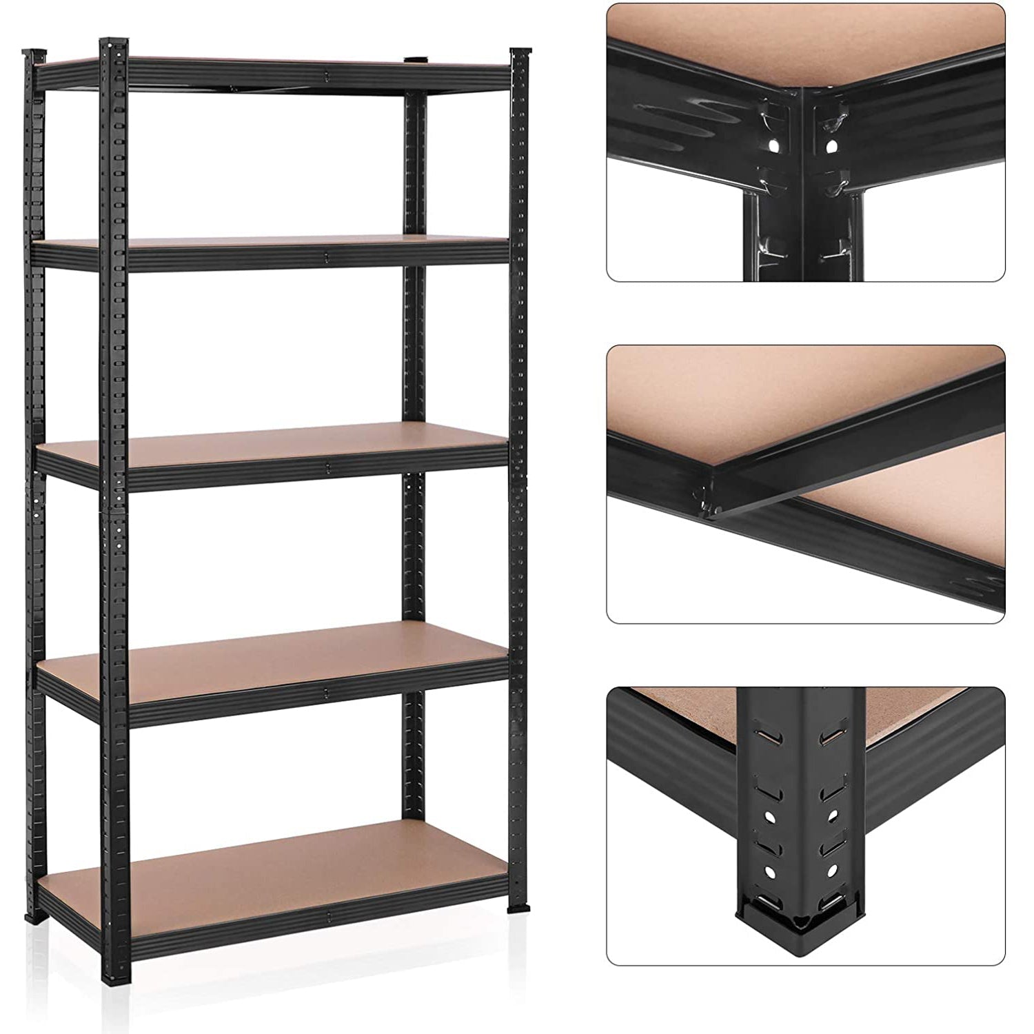 Metalni regal za odlaganje na 5 razina, 90 x 180 x 40 cm, crni | SONGMICS-vitahome.hr