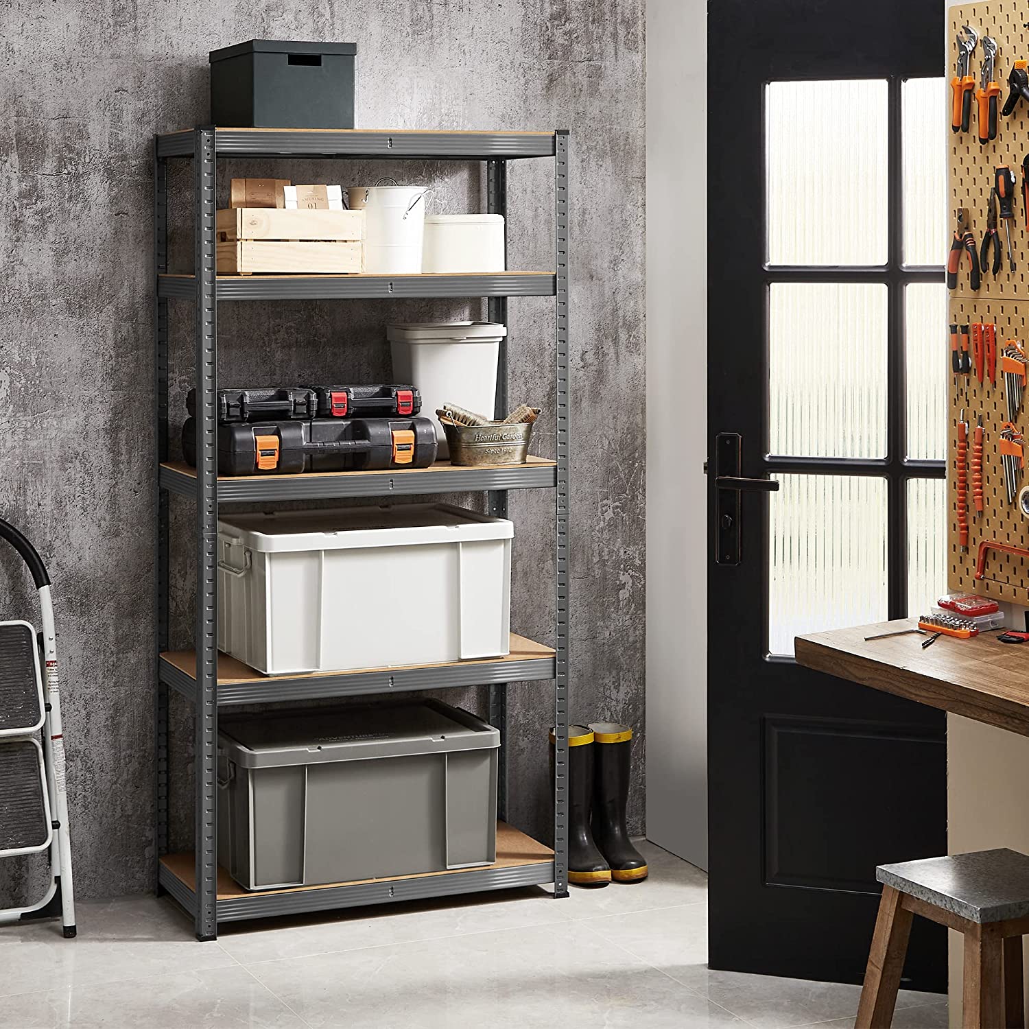 Metalni regal za odlaganje na 5 razina, 90 x 180 x 40 cm, sive boje | SONGMICS-vitahome.hr