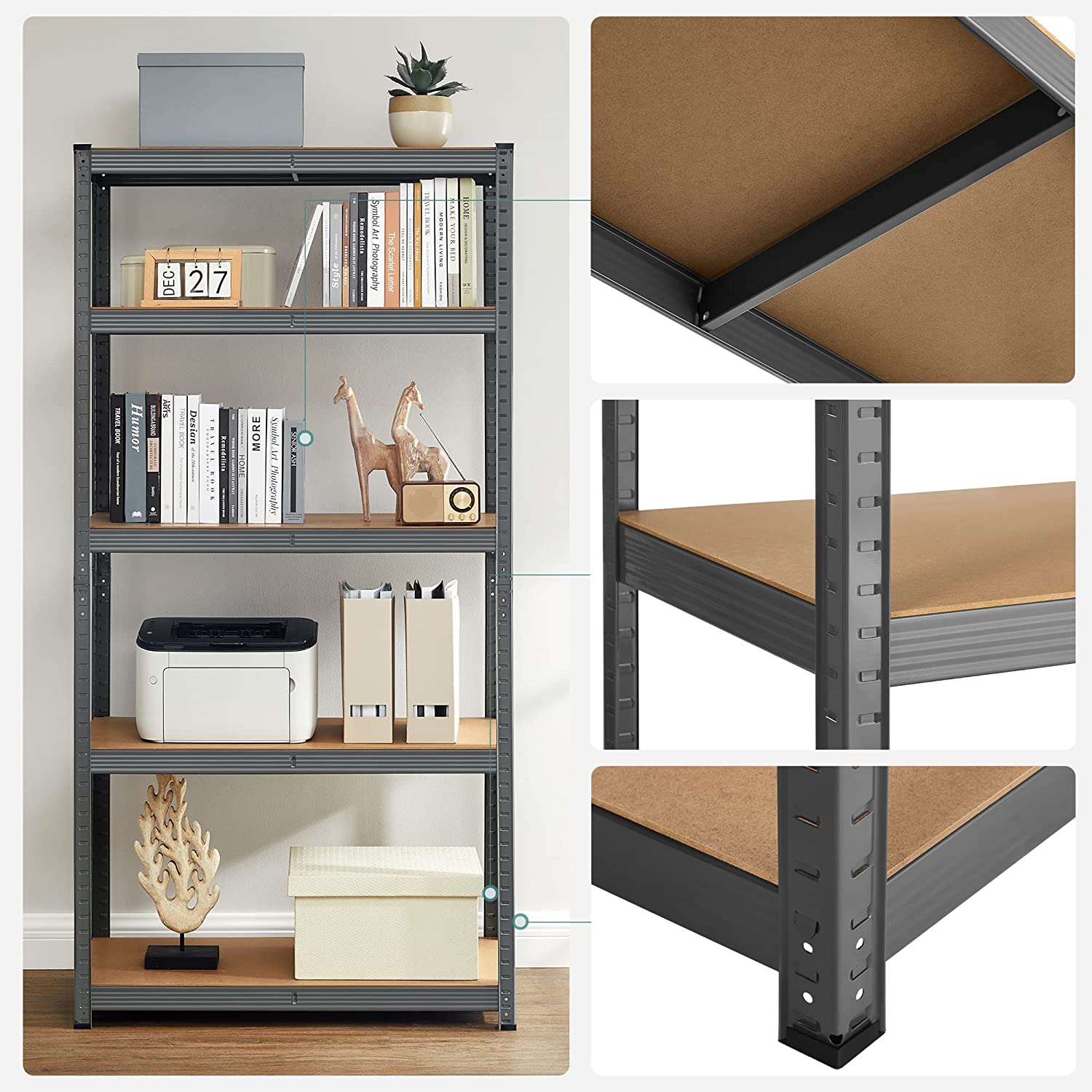 Metalni regal za odlaganje na 5 razina, 90 x 180 x 40 cm, sive boje | SONGMICS-vitahome.hr