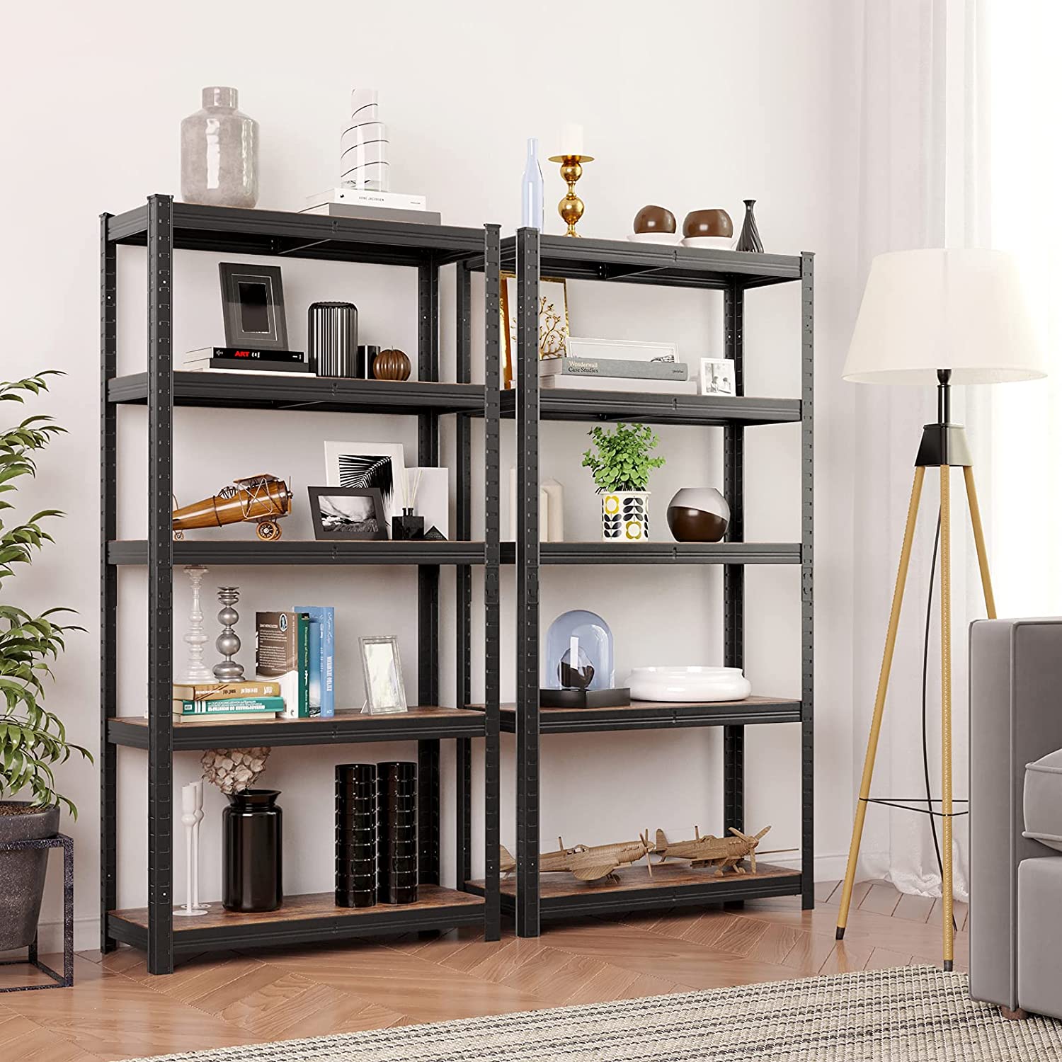 Metalni regal za skladištenje na 5 razina, 75 x 150 x 30 cm, crno smeđi | SONGMICS-vitahome.hr