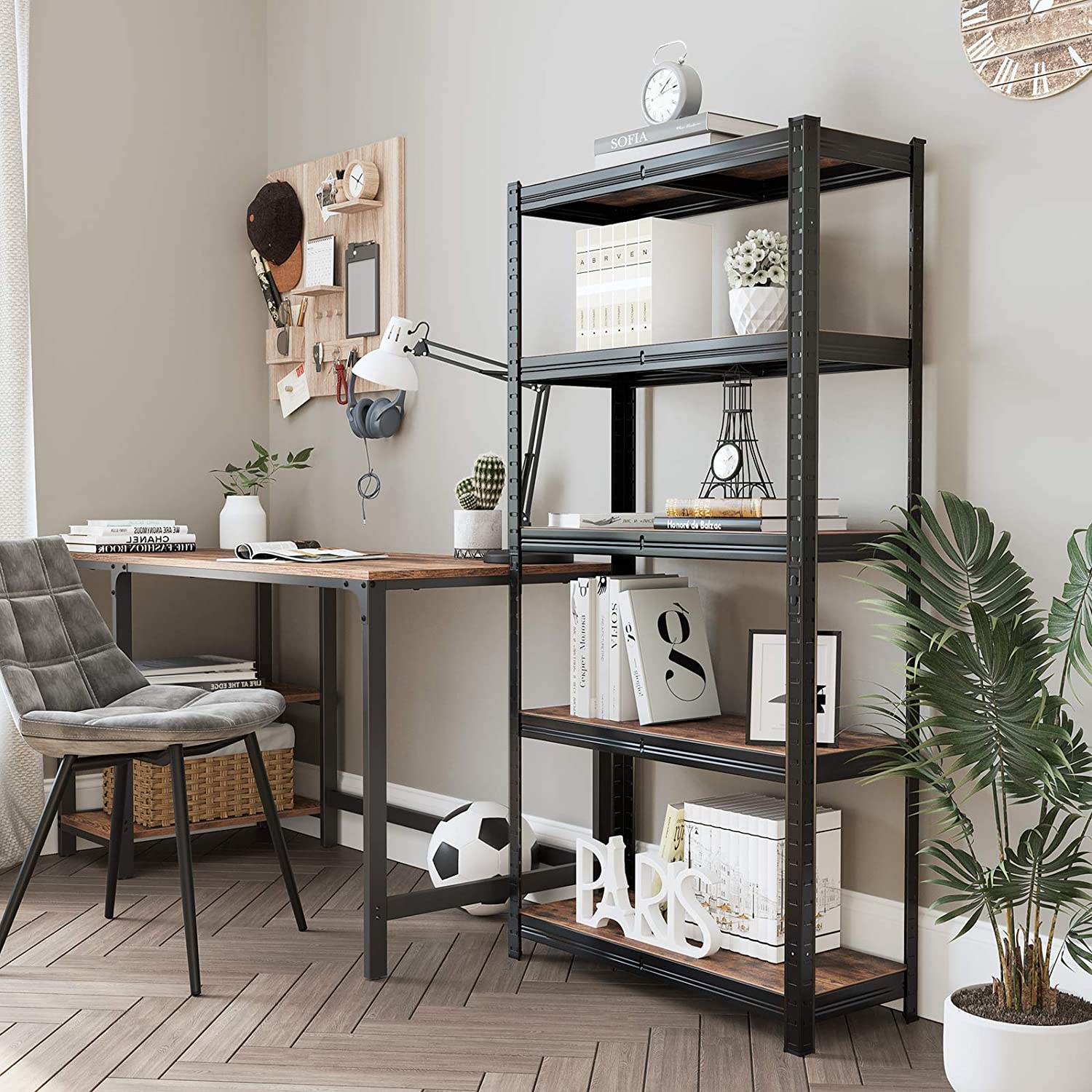 Metalni regal za skladištenje na 5 razina, 75 x 150 x 30 cm, crno smeđi | SONGMICS-vitahome.hr