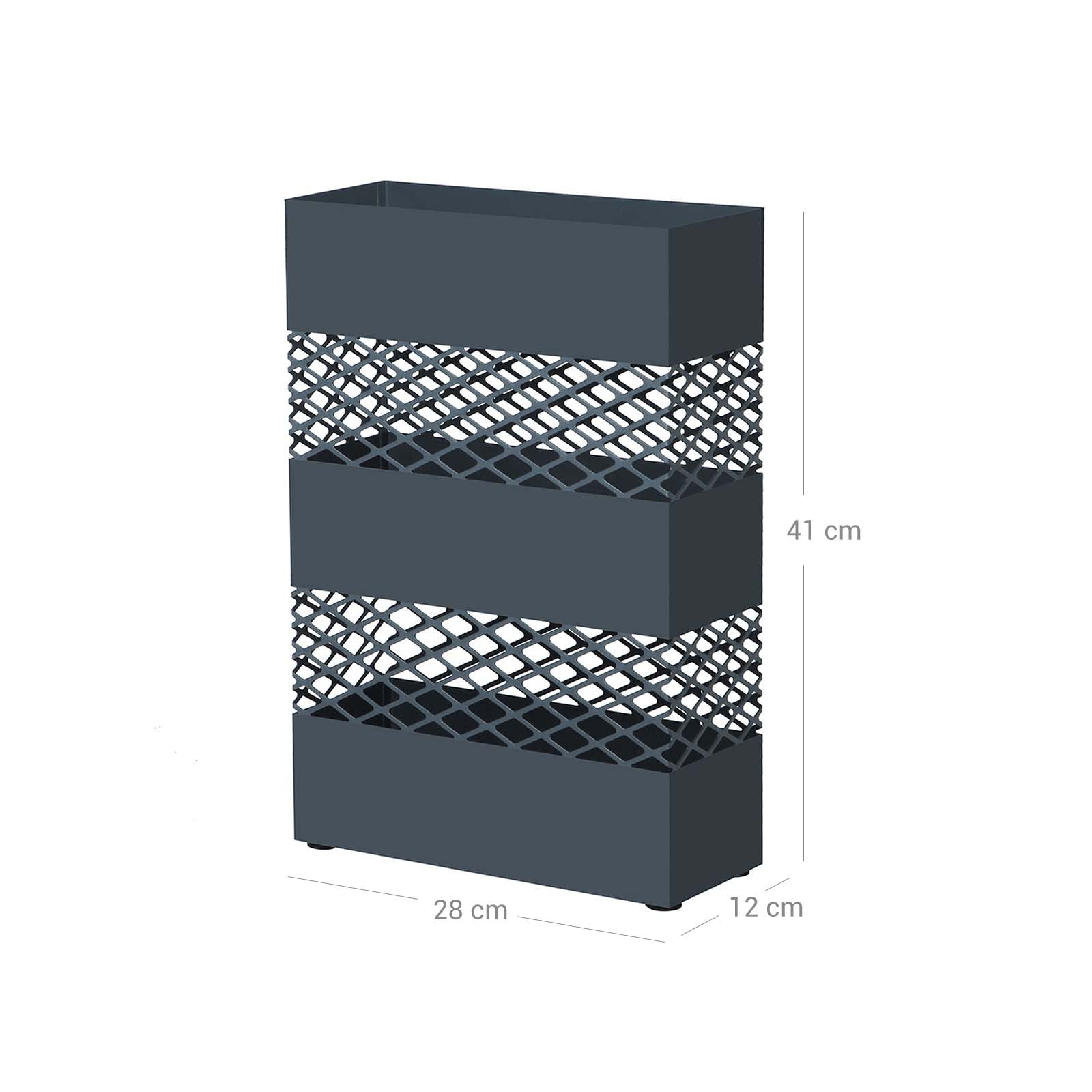 metalni stalak za kišobrane, s posudom za vodu, 28 x 12 x 41 cm, antracit-SONGMICS-Vita Home