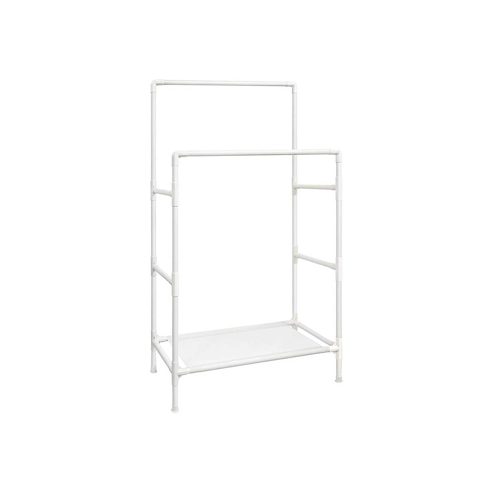 Metalni stalak za odjeću s 2 šipke i policom, 84 x 157 x 44,5 cm, bijeli | SONGMICS-vitahome.hr