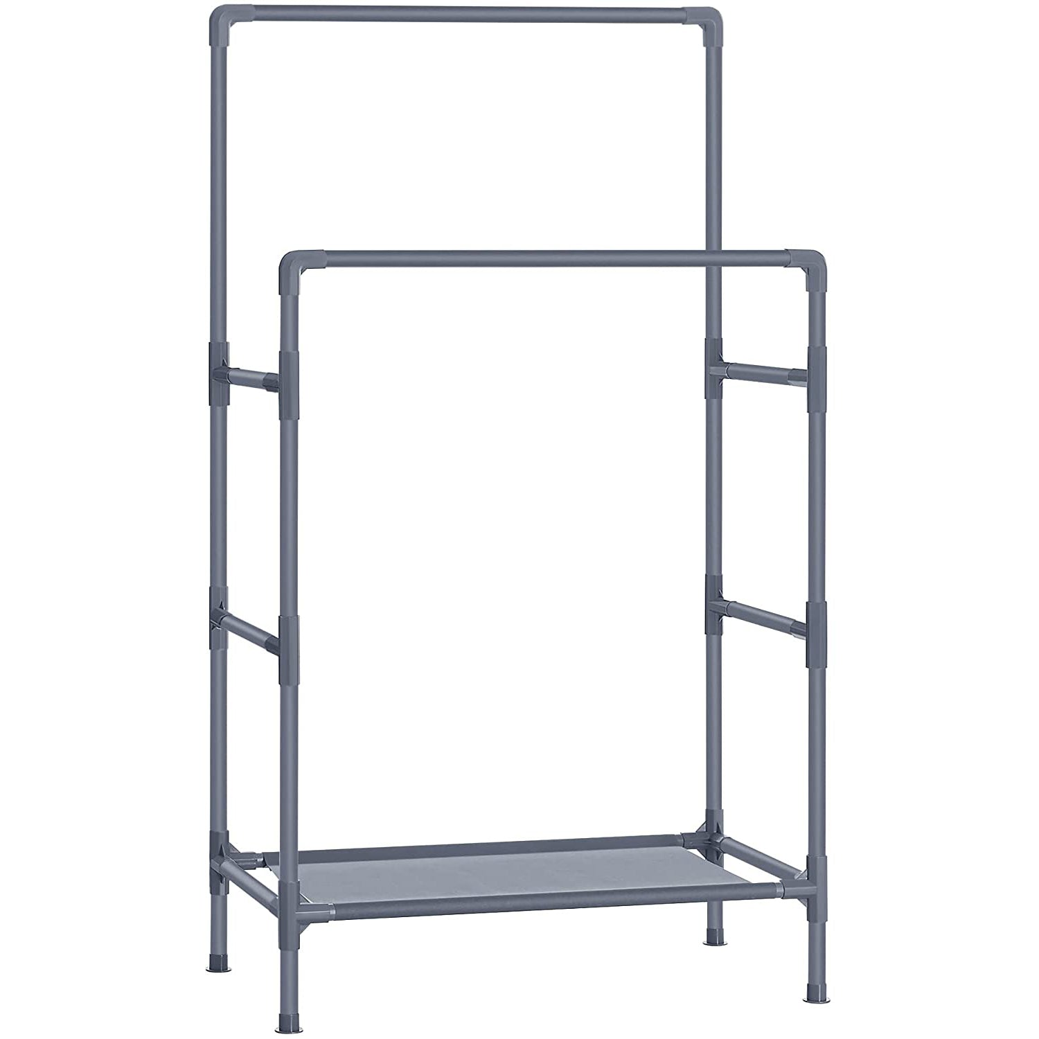 Metalni stalak za odjeću s 2 šipke i policom, 84 x 157 x 44,5 cm, sivi | SONGMICS-vitahome.hr