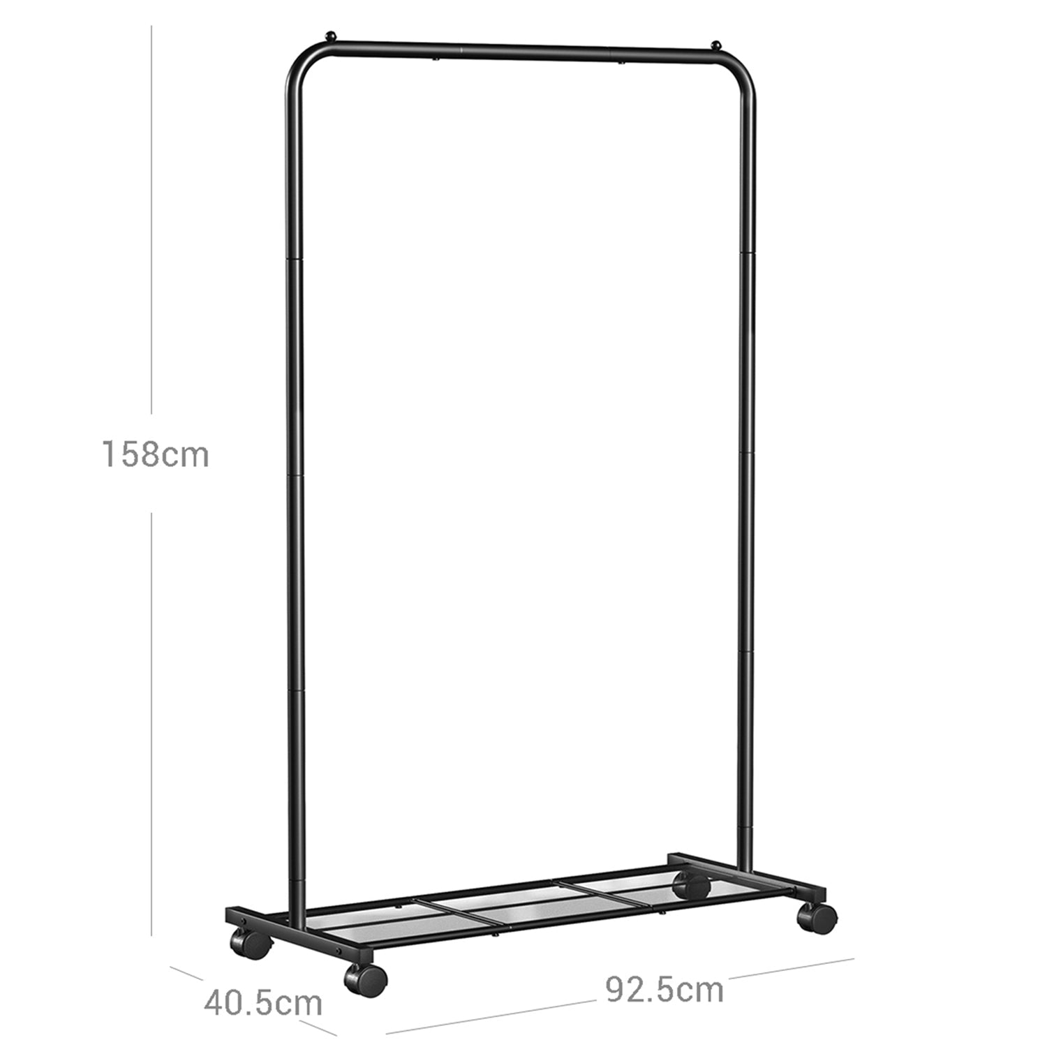 Metalni stalak za odjeću s kotačima, 92,5 x 158 x 40,5 cm, crni | SONGMICS-vitahome.hr