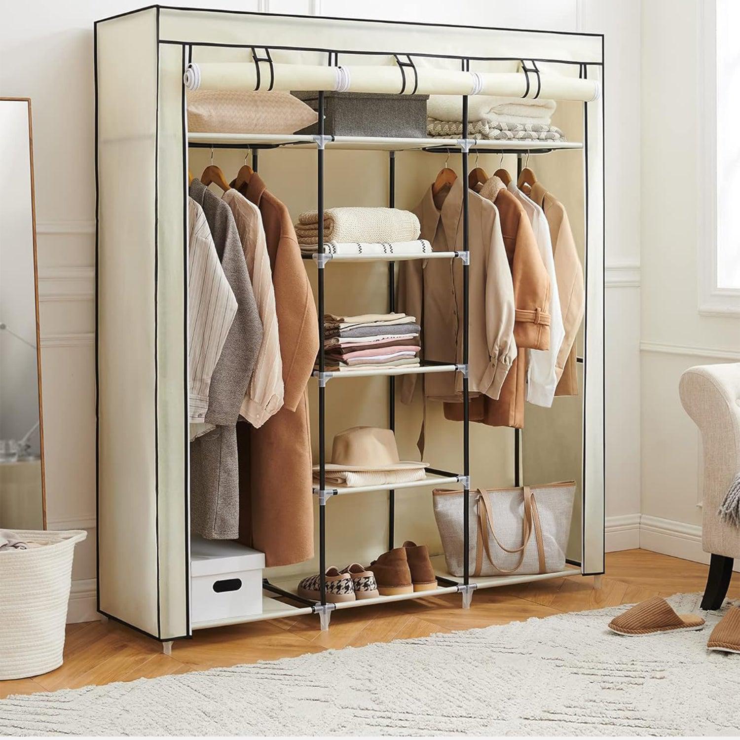 Mobile Fabric garderobni ormar, mobilni ormar, 175x150x45 cm, bež | SONGMICS-vitahome.hr