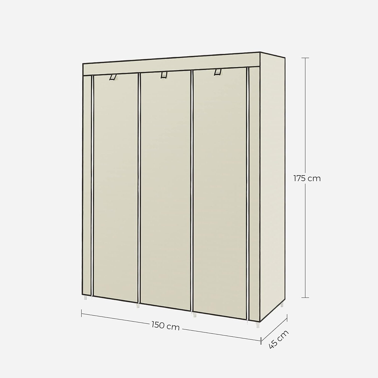 Mobile Fabric garderobni ormar, mobilni ormar, 175x150x45 cm, bež | SONGMICS-vitahome.hr