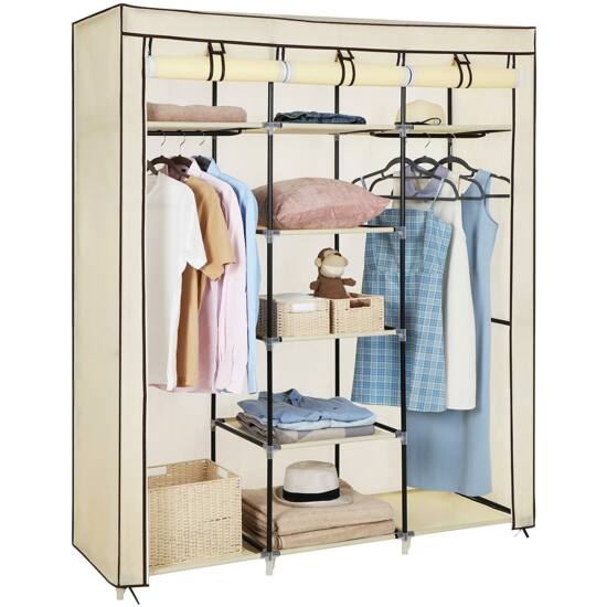 Mobile Fabric garderobni ormar, mobilni ormar, 175x150x45 cm, bež | SONGMICS-vitahome.hr