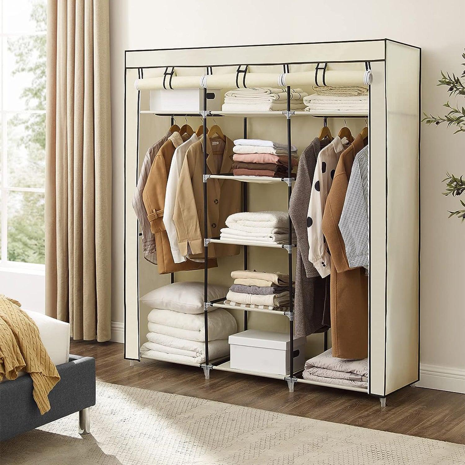 Mobile Fabric garderobni ormar, mobilni ormar, 175x150x45 cm, bež | SONGMICS-vitahome.hr