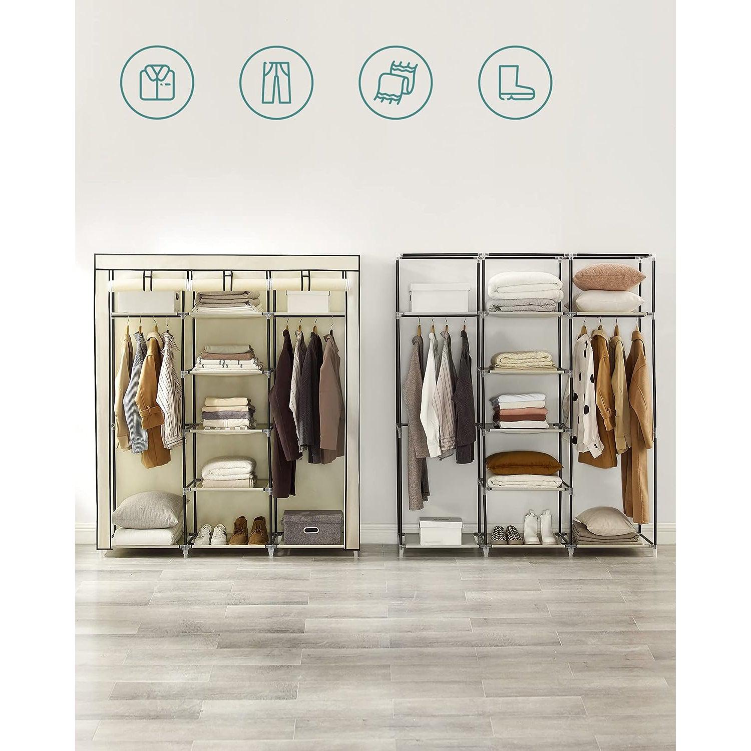 Mobile Fabric garderobni ormar, mobilni ormar, 175x150x45 cm, bež | SONGMICS-vitahome.hr