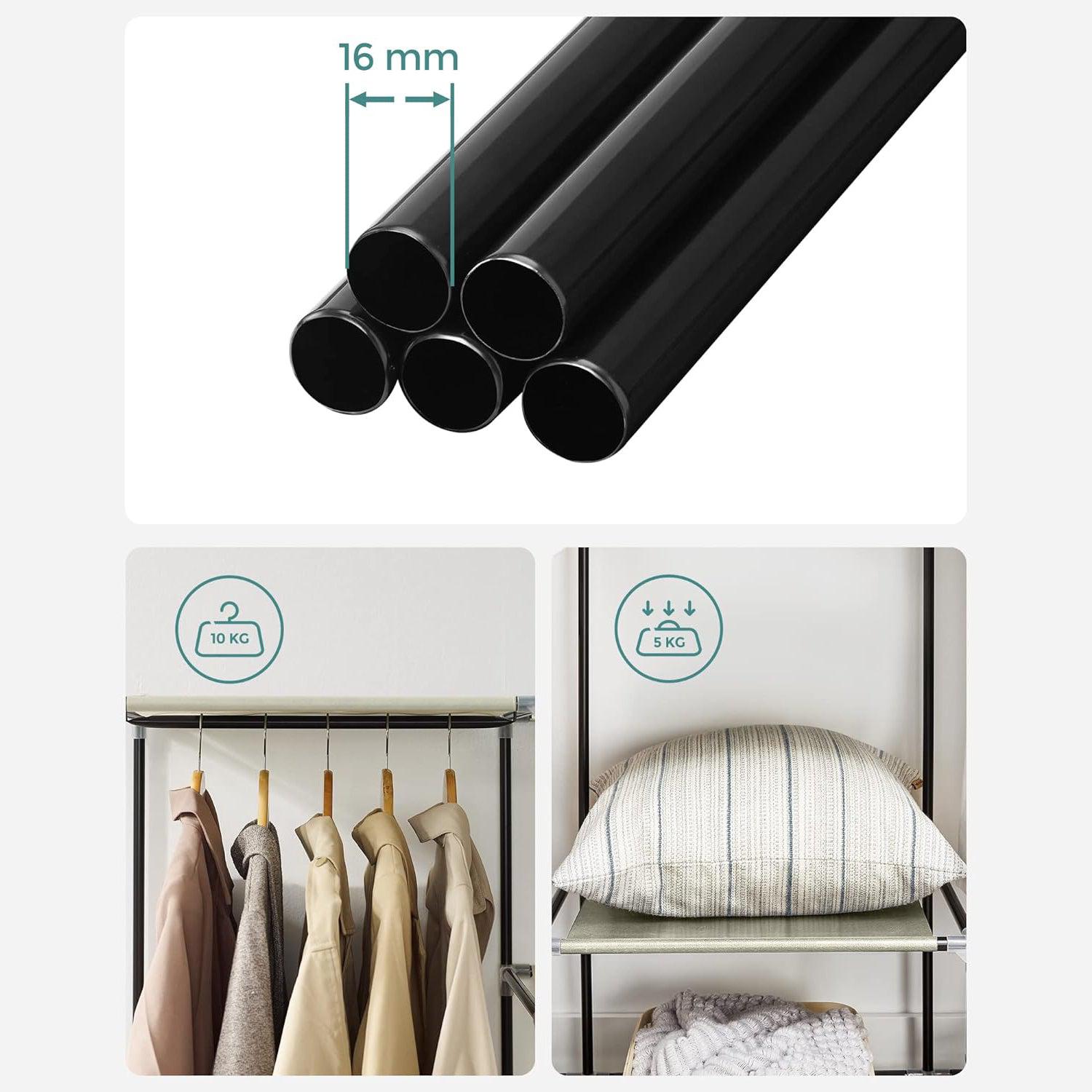 Mobile Fabric garderobni ormar, mobilni ormar, 175x150x45 cm, bež | SONGMICS-vitahome.hr