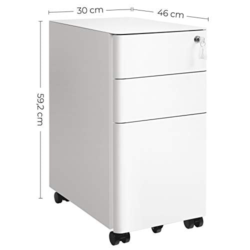 Mobilni ormarić za datoteke s kotačima i bravom, 30 x 46 x 59,2 cm, bijeli | SONGMICS-vitahome.hr