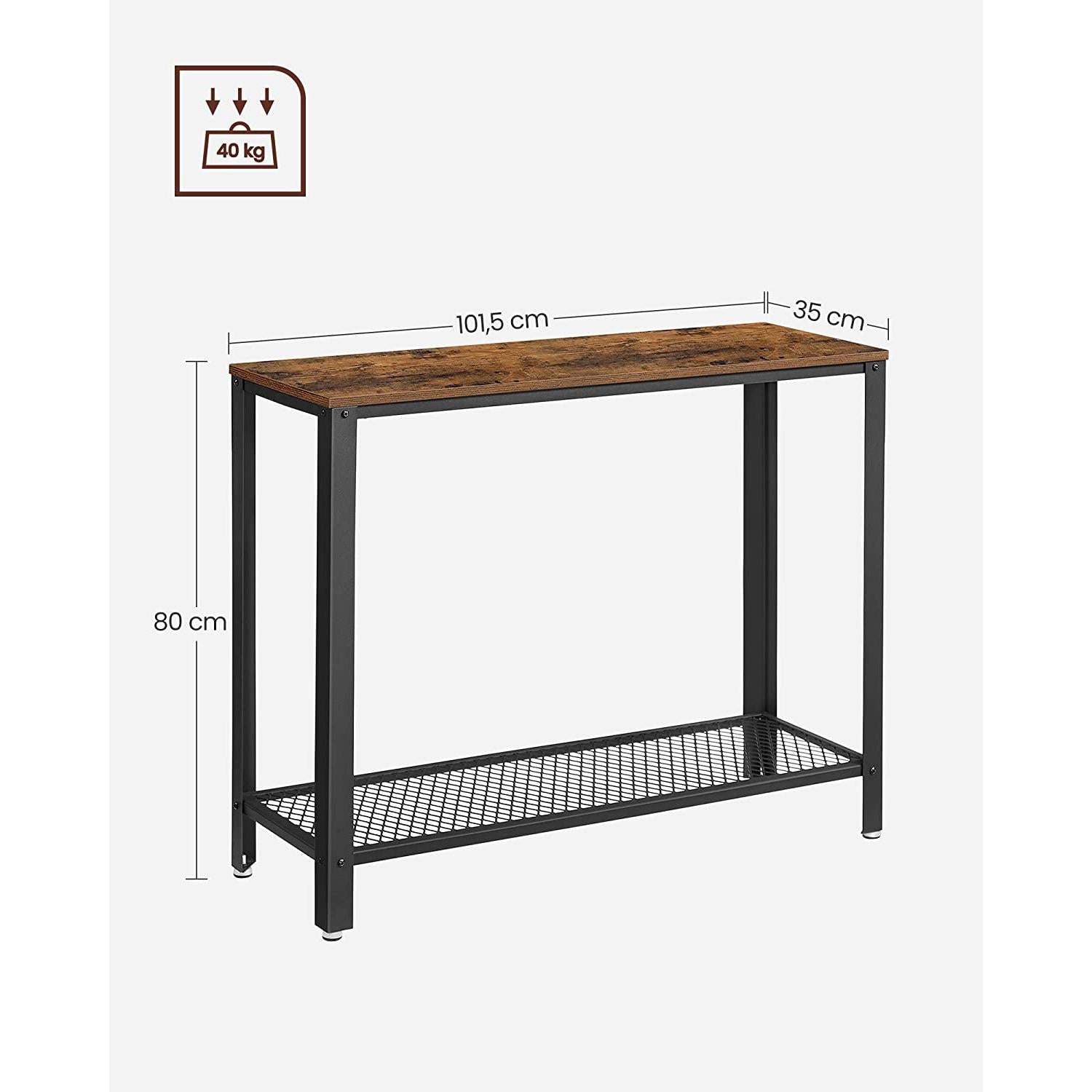 Moderan konzolni stol 101,5 x 80 x 35 cm, smeđe-crni | Vasagle-vitahome.hr