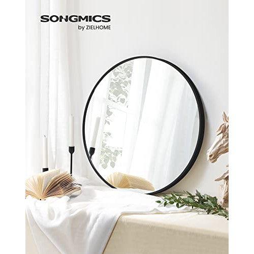 Moderno okruglo ogledalo za zid, obima 61cm, metalnog okvira crne boje | SONGMICS-vitahome.hr