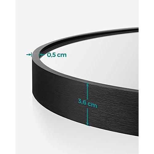 Moderno okruglo ogledalo za zid, obima 61cm, metalnog okvira crne boje | SONGMICS-vitahome.hr